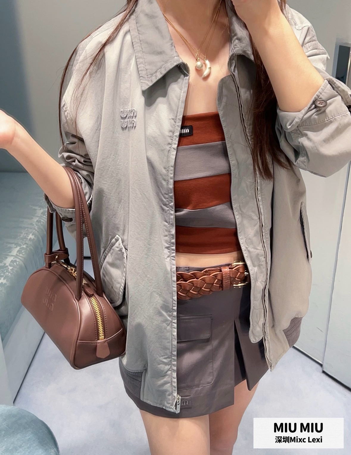 미우미우(MIU MIU) 워싱 칼라 재킷 상의 의류