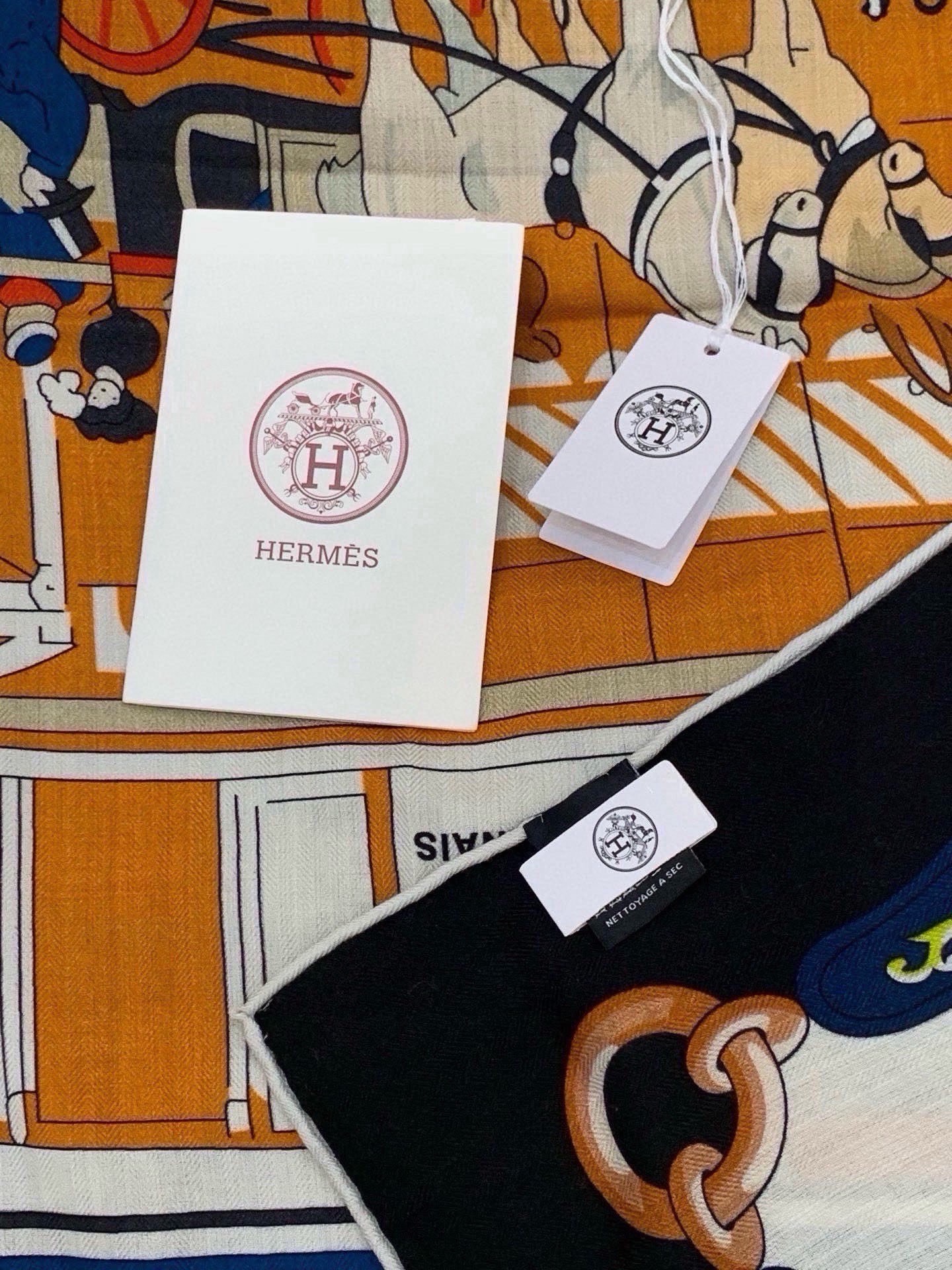 에르메스(HERMES) 더블페이스 캐시미어 실크 숄 목도리 스카프