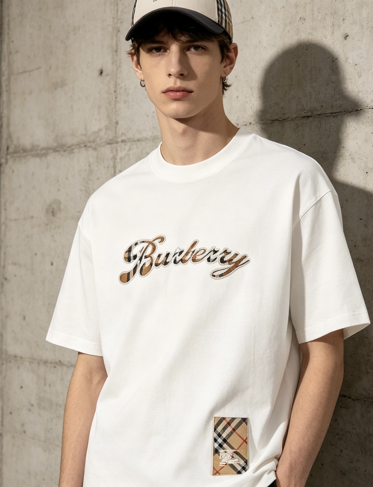 버버리(BURBERRY) 체크 패치 자수 반팔 티셔츠 의류