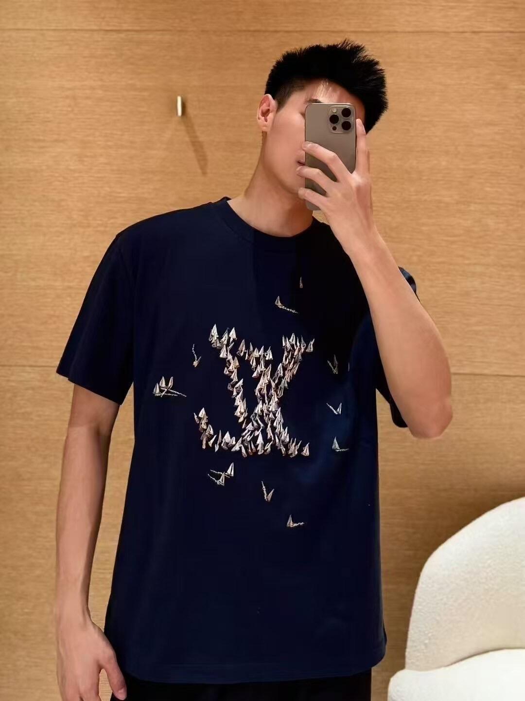 루이비통(LV) 세일링 자수 반팔 티셔츠 상의 의류