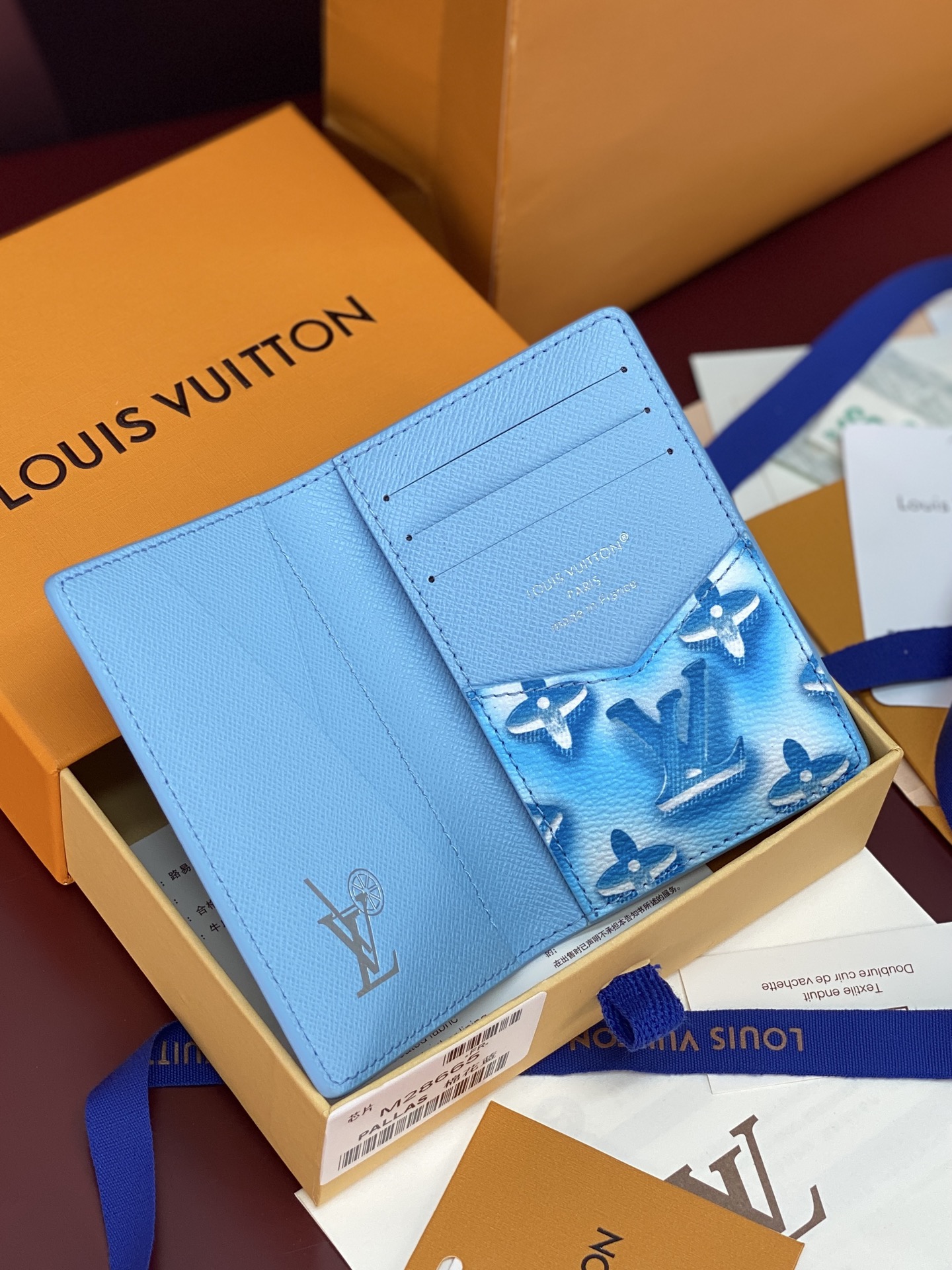 [Louis Vuitton] LV 루이비통 모노그램 포켓 오거나이저 카드 지갑 (코튼 블루)