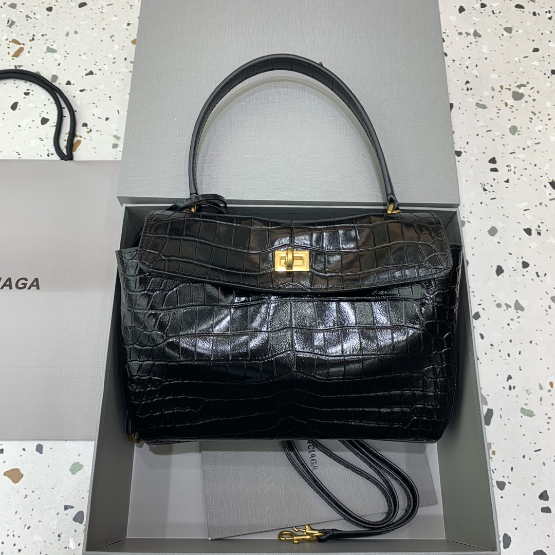 BALENCIAGA 발렌시아가 Rodeo 로데오 스몰 핸드백 (악어 패턴 블랙) 가방