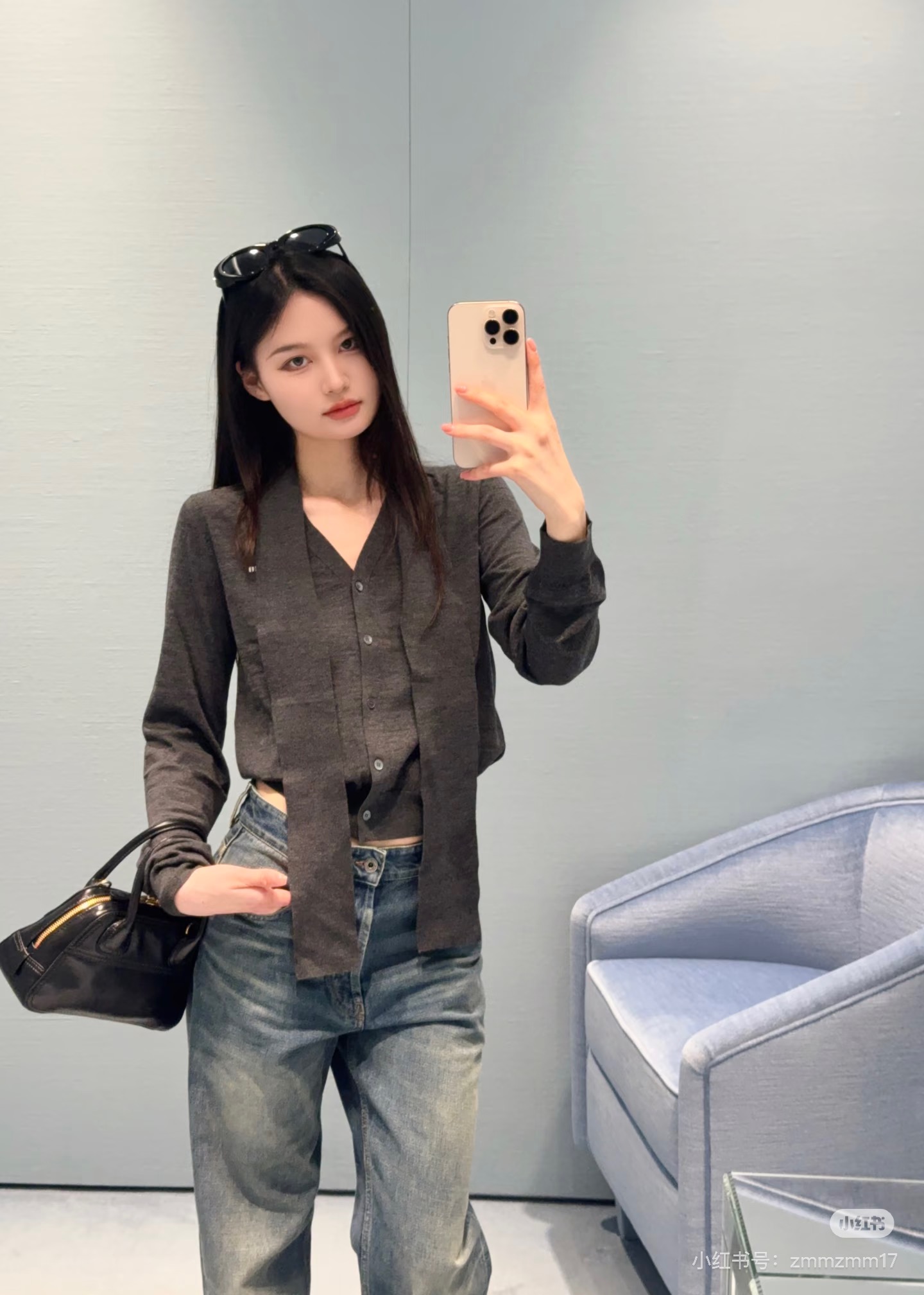 미우미우(MIU MIU) 롤업 웨이스트 와이드 데님 팬츠 하의 의류