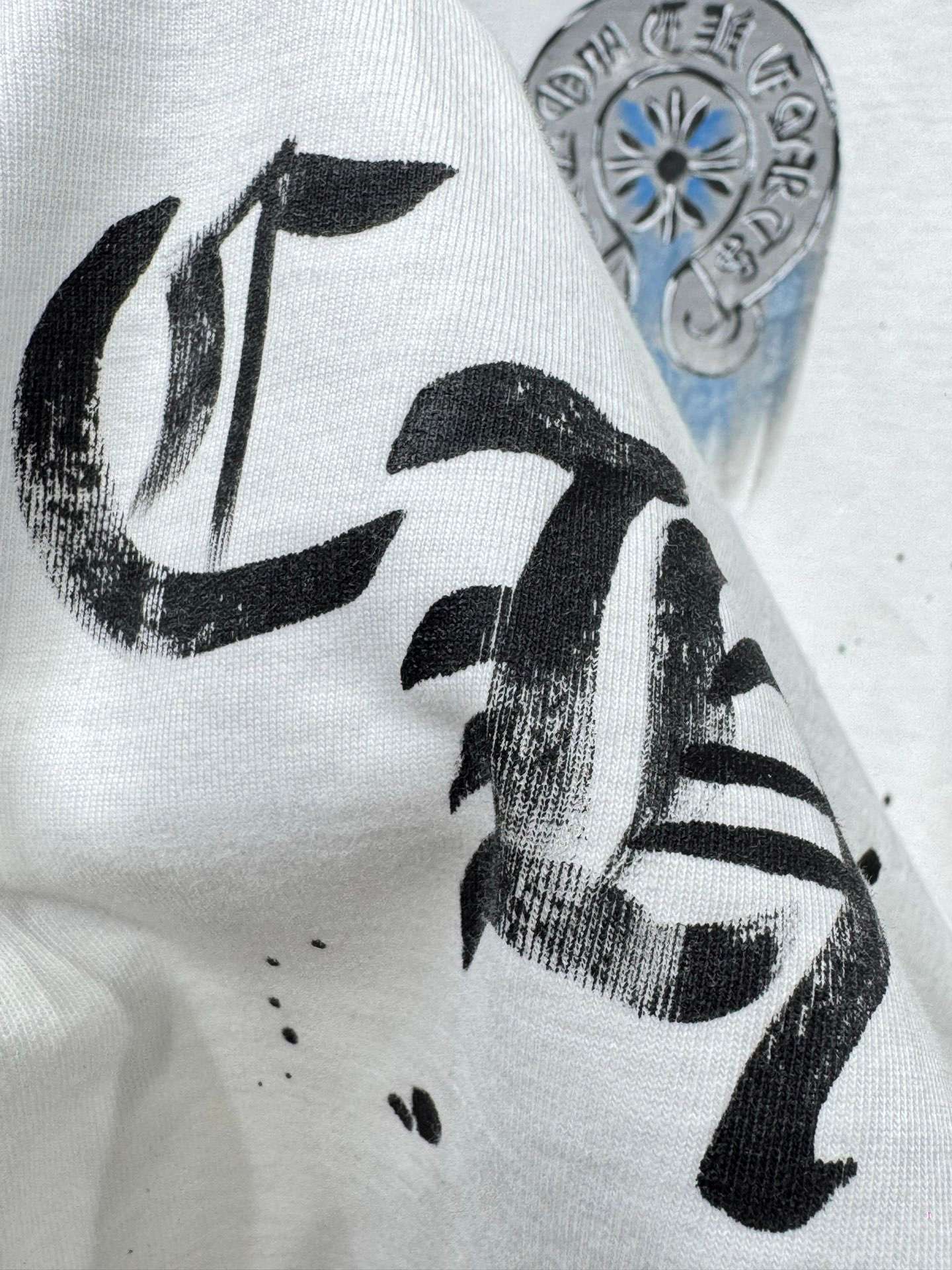 크롬하츠(CHROME HEARTS) 핸드드로잉 크로스 반팔 티셔츠 상의 의류