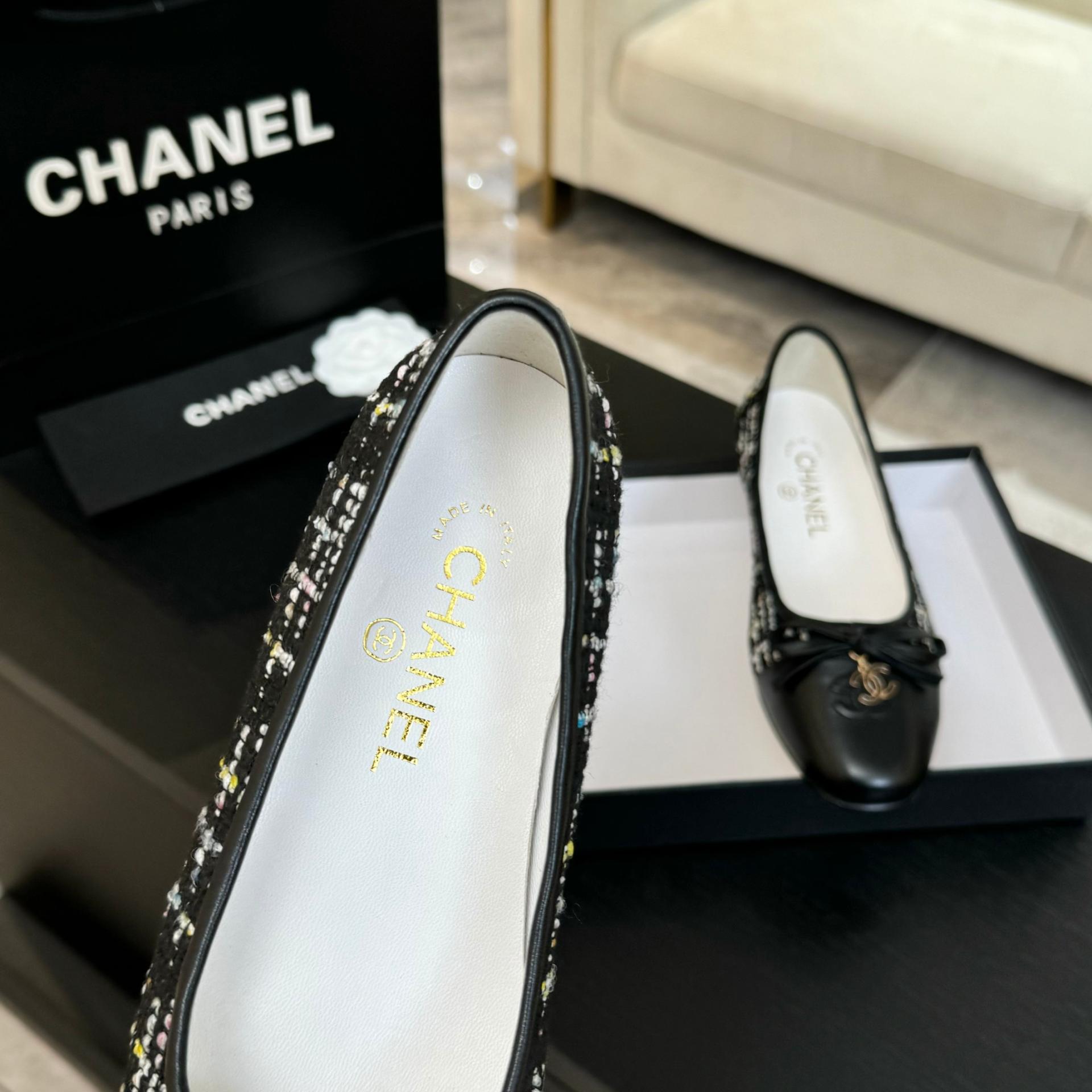 샤넬(CHANEL) 트위드 리본 플랫슈즈 신발 복제