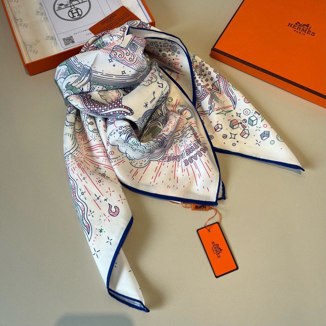 에르메스(HERMES) 온 더 라인 실크 목도리 스카프