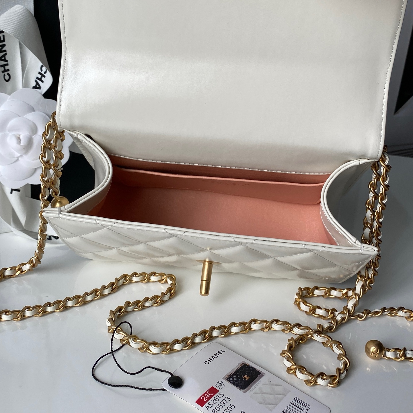 CHANEL 샤넬 더블 골드 볼 드로스트링 미니 백 가방