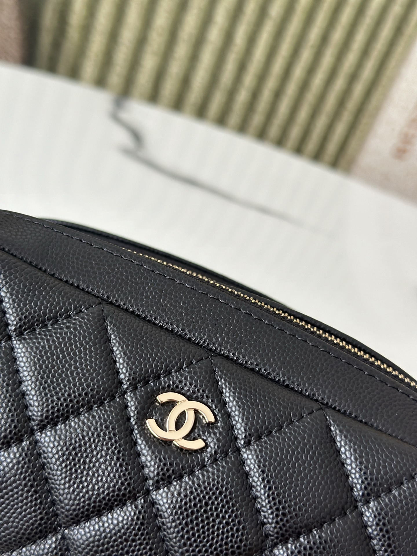 Chanel 샤넬 그레인 카우레더 세면·메이크업 파우치 백 가방