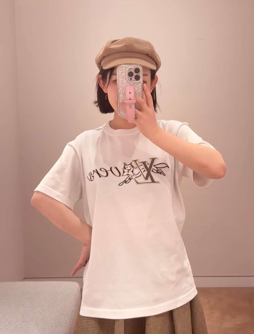 루이비통(LV) 폭스 로고 자수 반팔 티셔츠 상의 의류