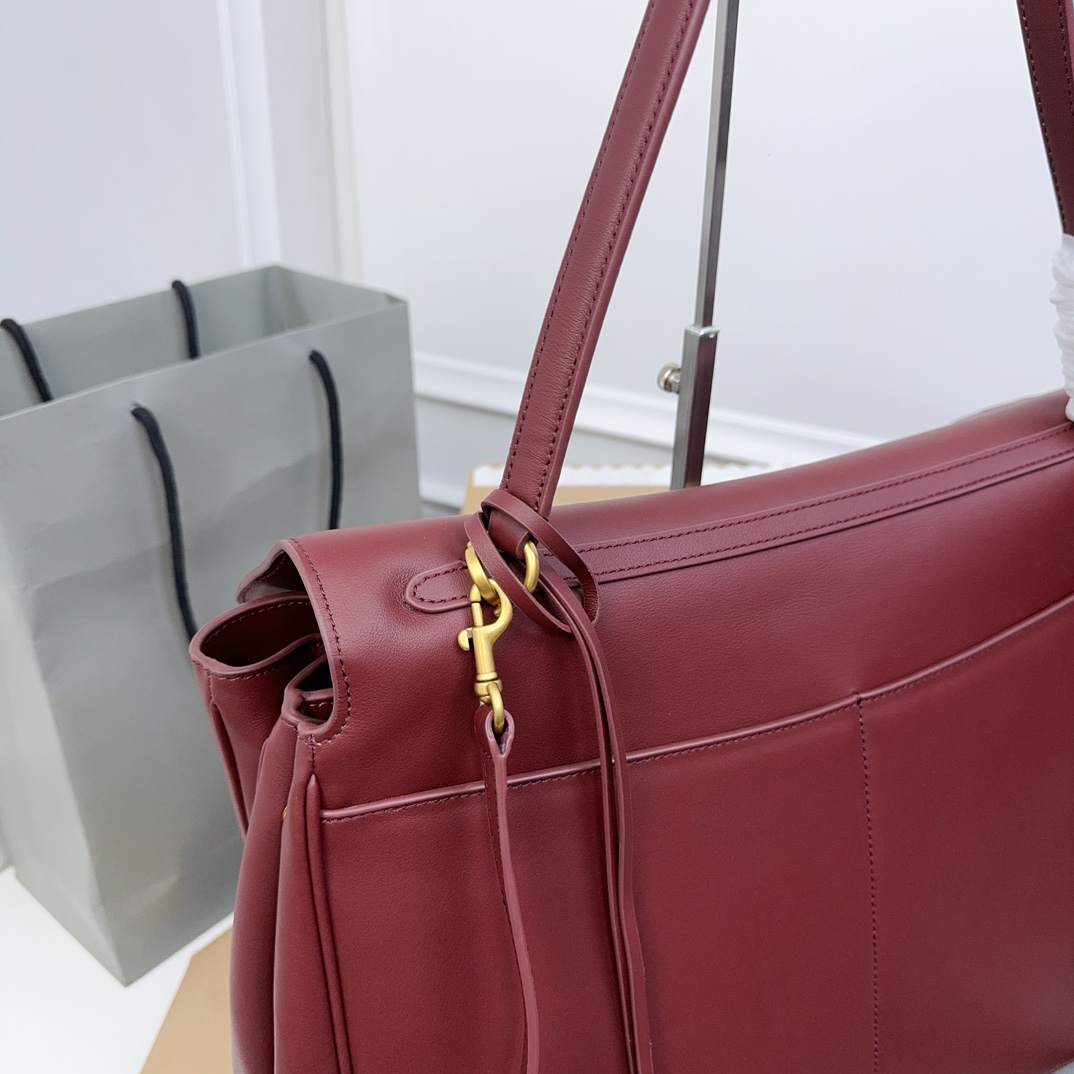 BALENCIAGA 발렌시아가 Rodeo 로데오 라지 핸드백 (버건디 컬러 / 골드 하드웨어) 가방
