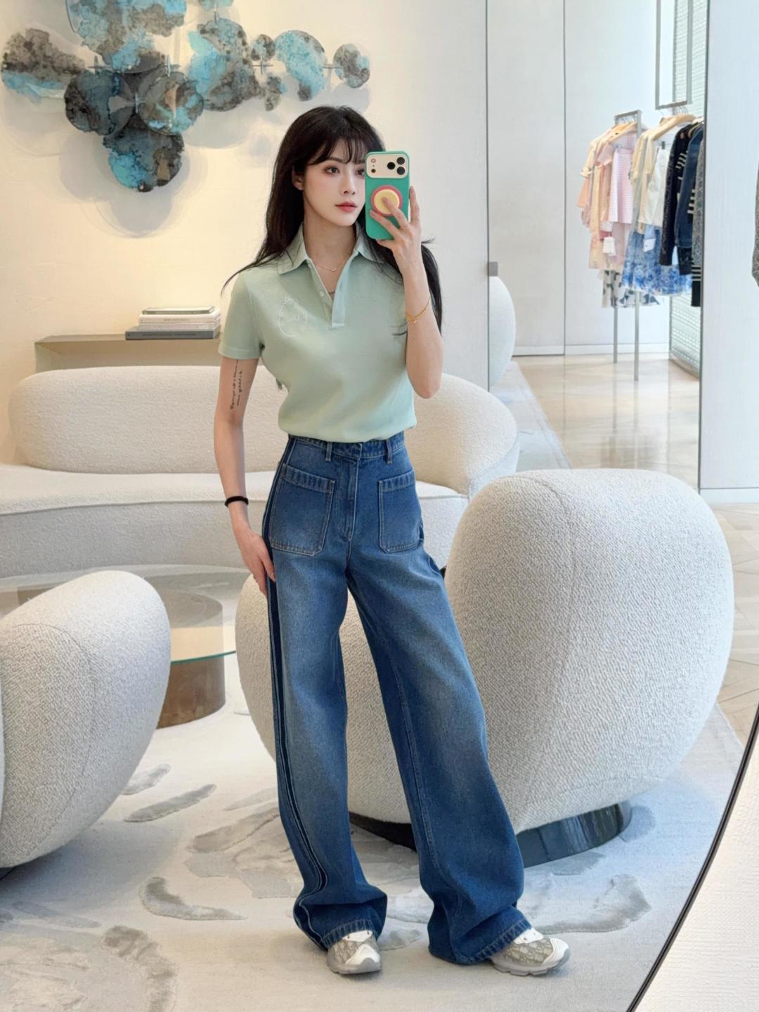 디올(DIOR) 크롭 데님 재킷 와이드 팬츠 의류