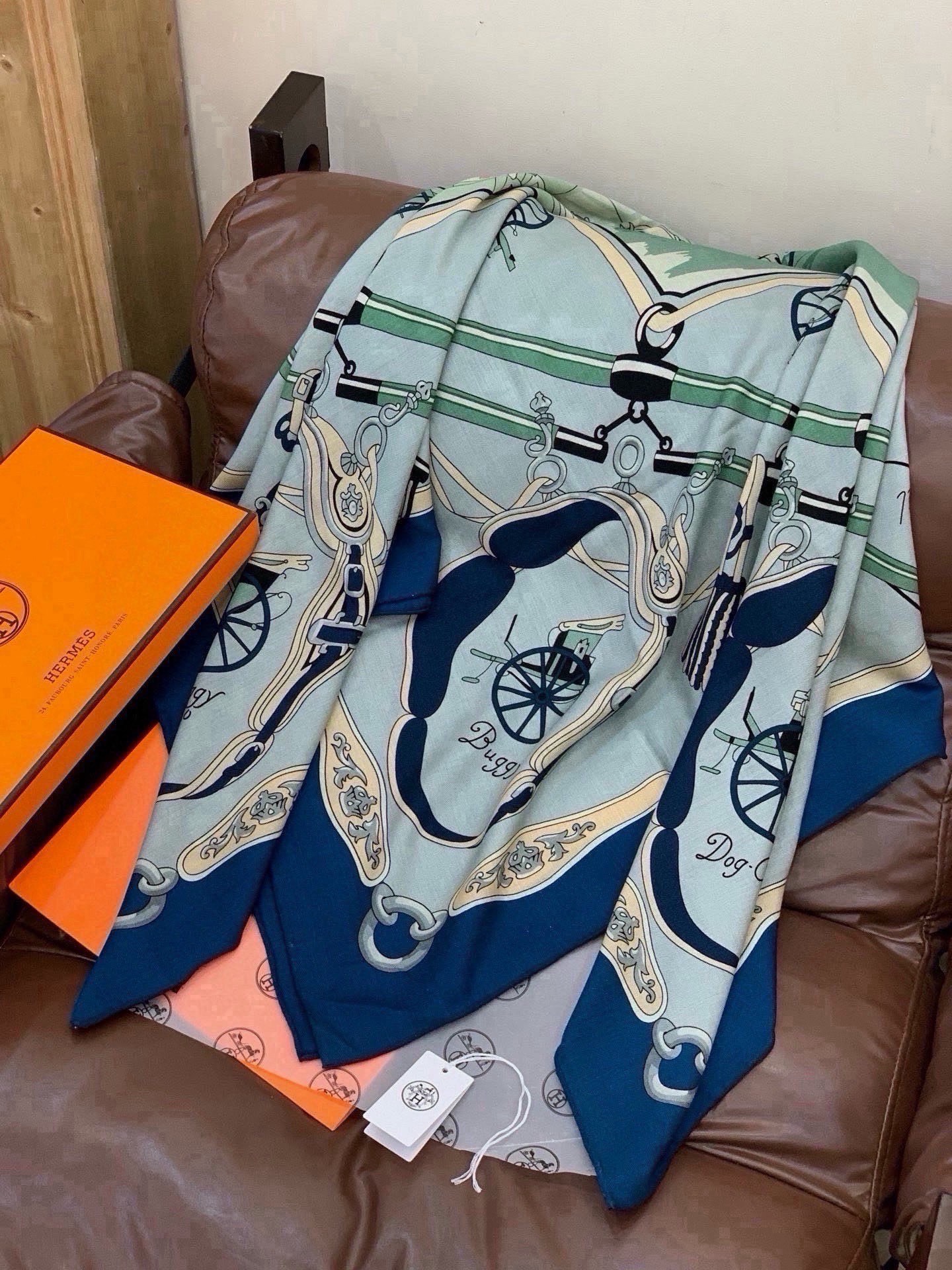 에르메스(HERMES) 더블페이스 캐시미어 실크 숄 목도리 스카프