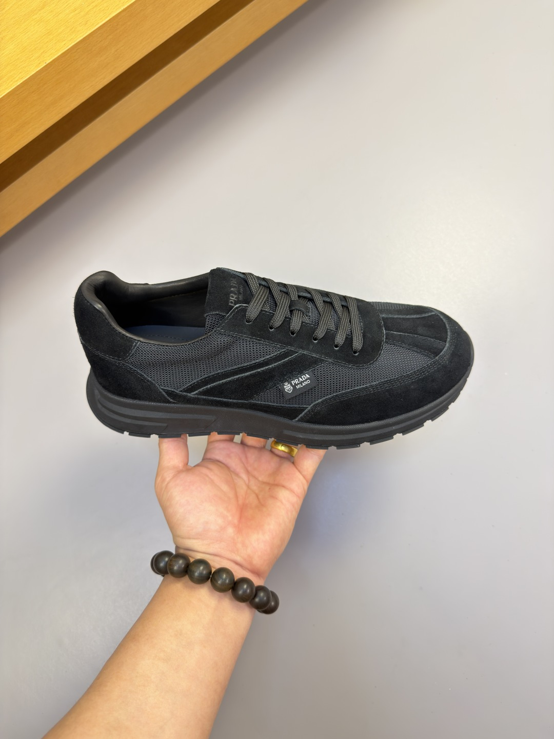 [Prada] 프라다 프리미엄 스웨이드 & 캔버스 콤비 스니커즈 신발