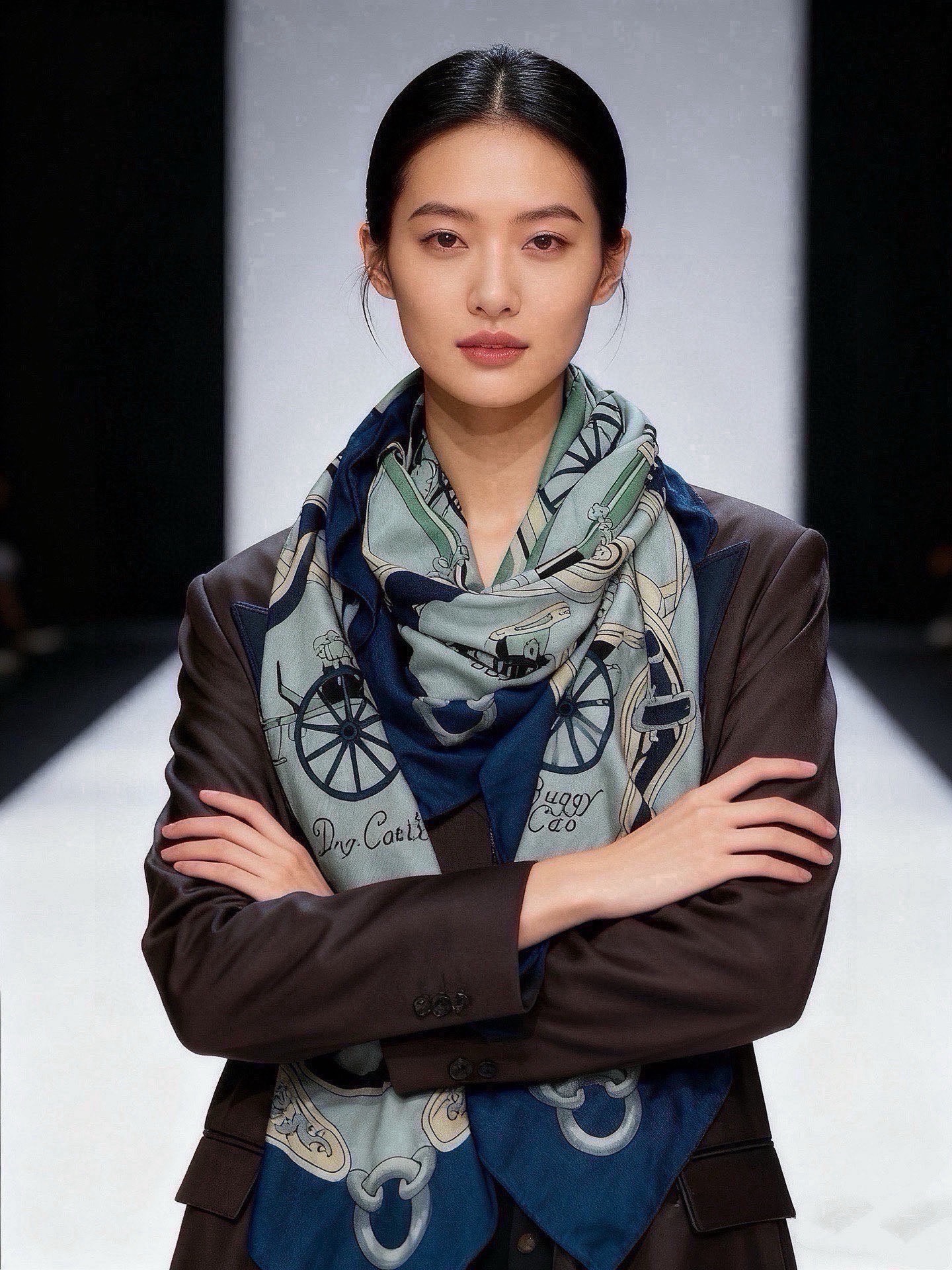 에르메스(HERMES) 더블페이스 캐시미어 실크 숄 목도리 스카프