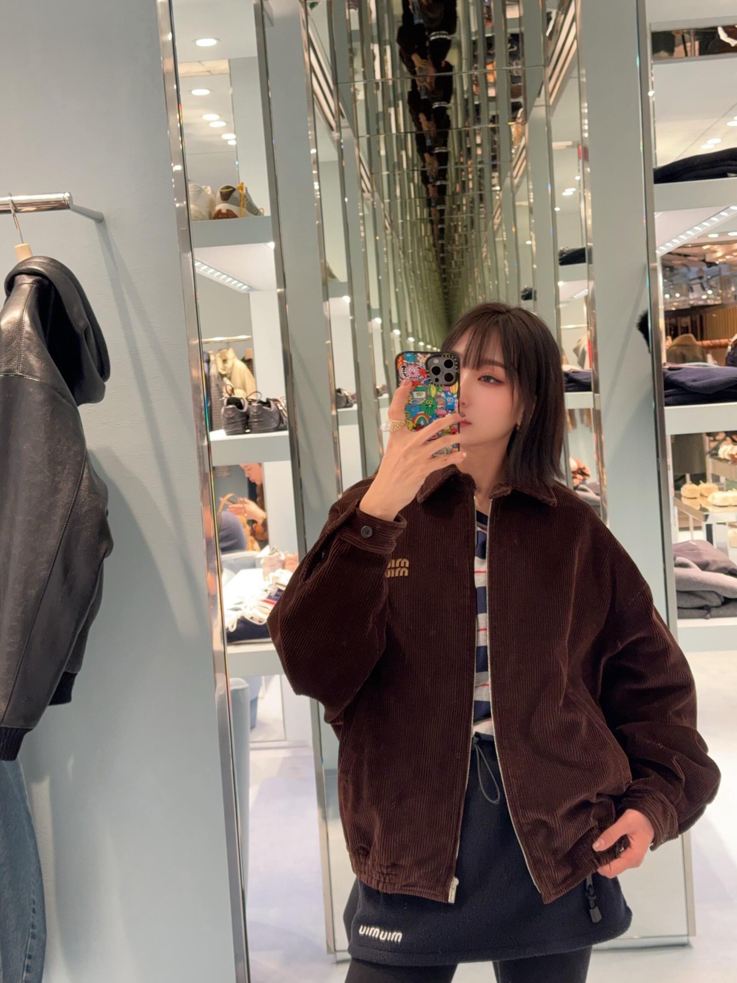 미우미우(MIU MIU) 자수 코듀로이 집업 재킷 상의 의류