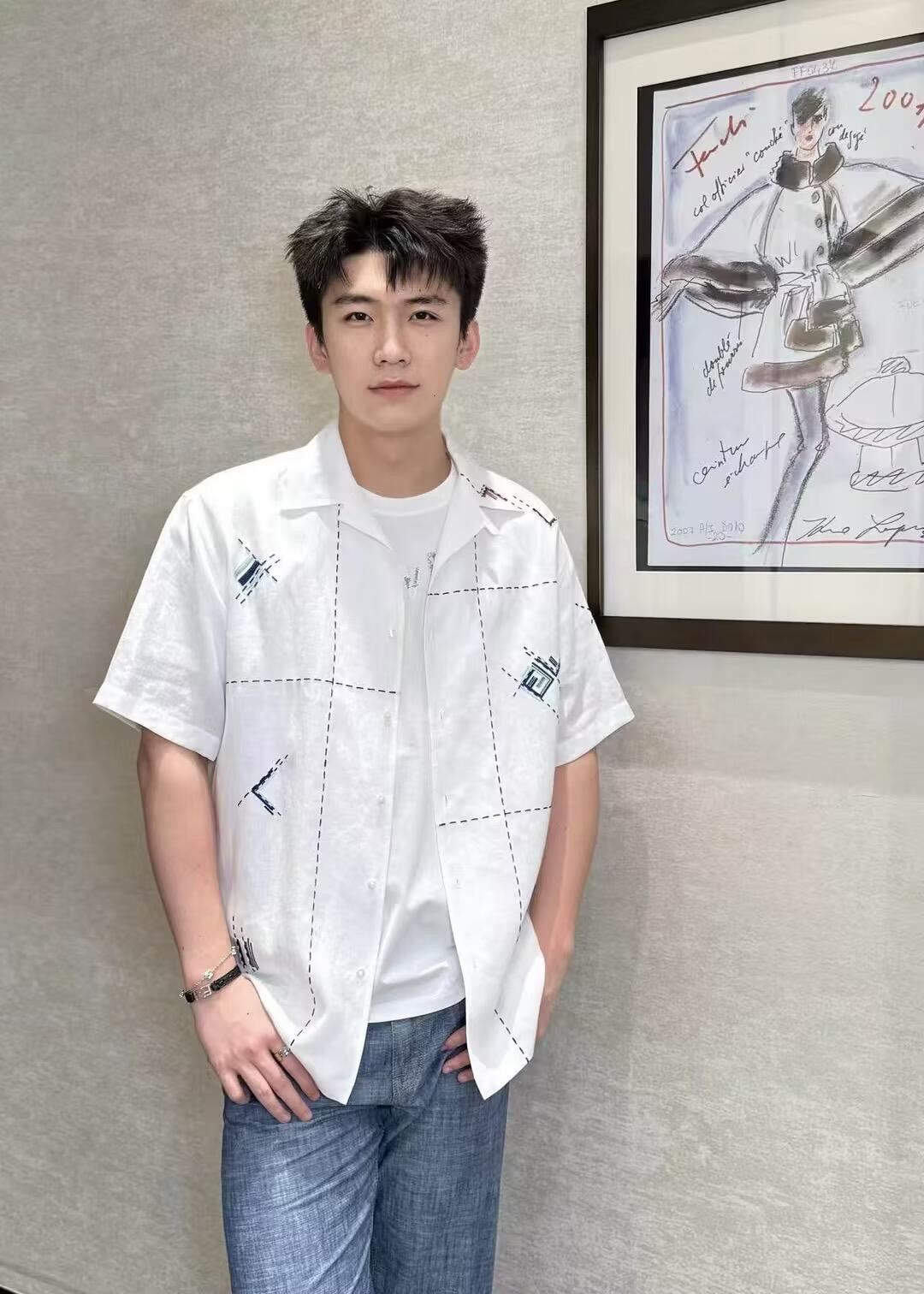펜디(FENDI) FF 체크 자수 볼링 셔츠 상의 의류