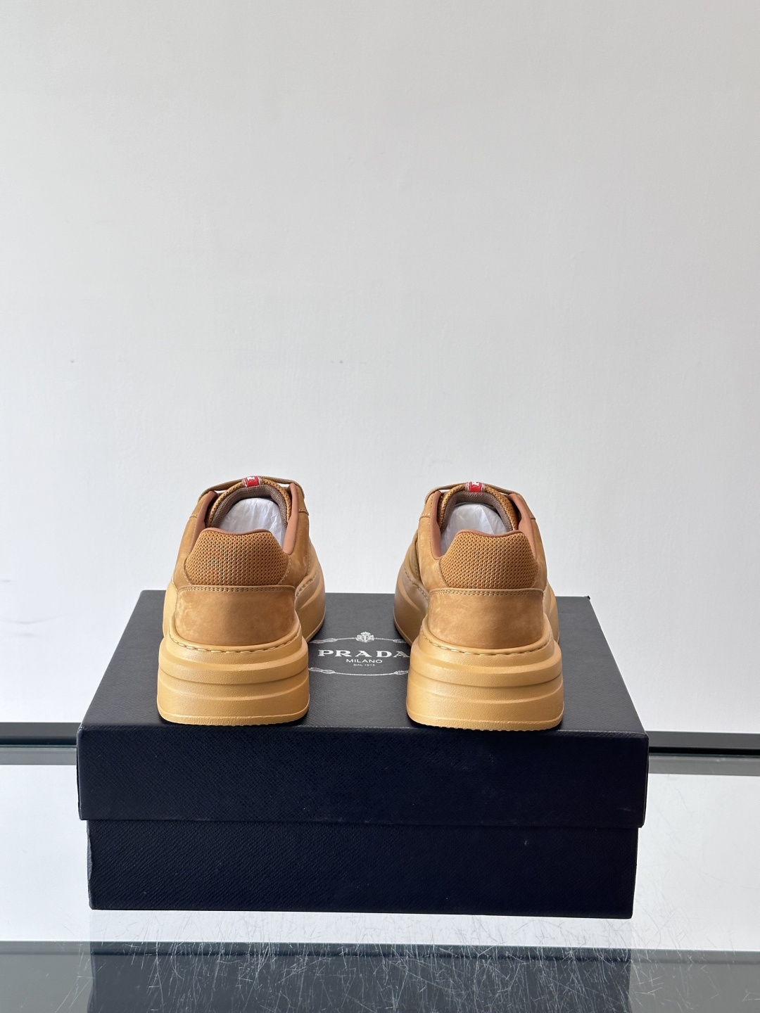 [Prada] 프라다 투톤 믹스 레더 & 메쉬 스니커즈 신발 복제