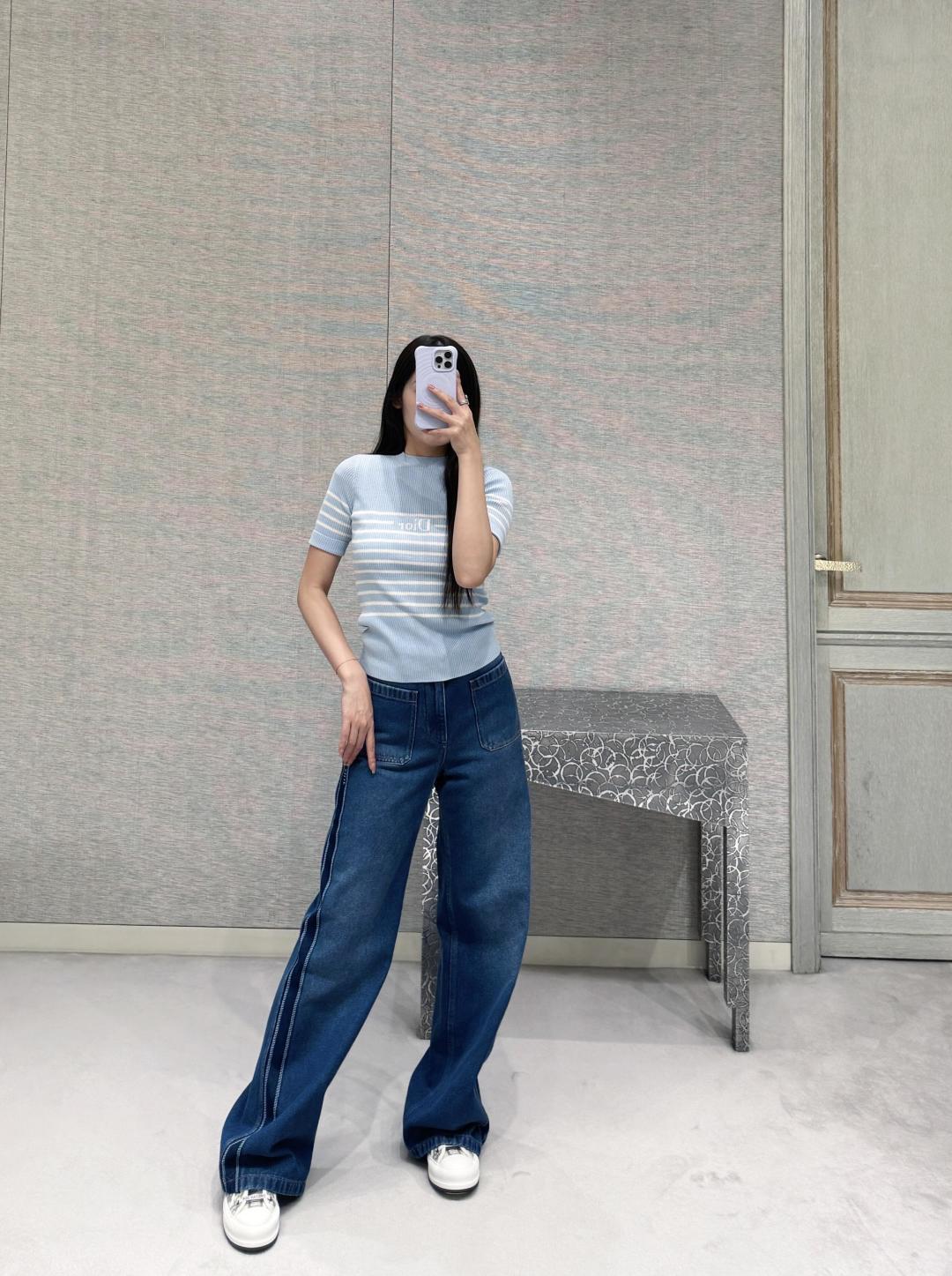 디올(DIOR) 크롭 데님 재킷 와이드 팬츠 의류