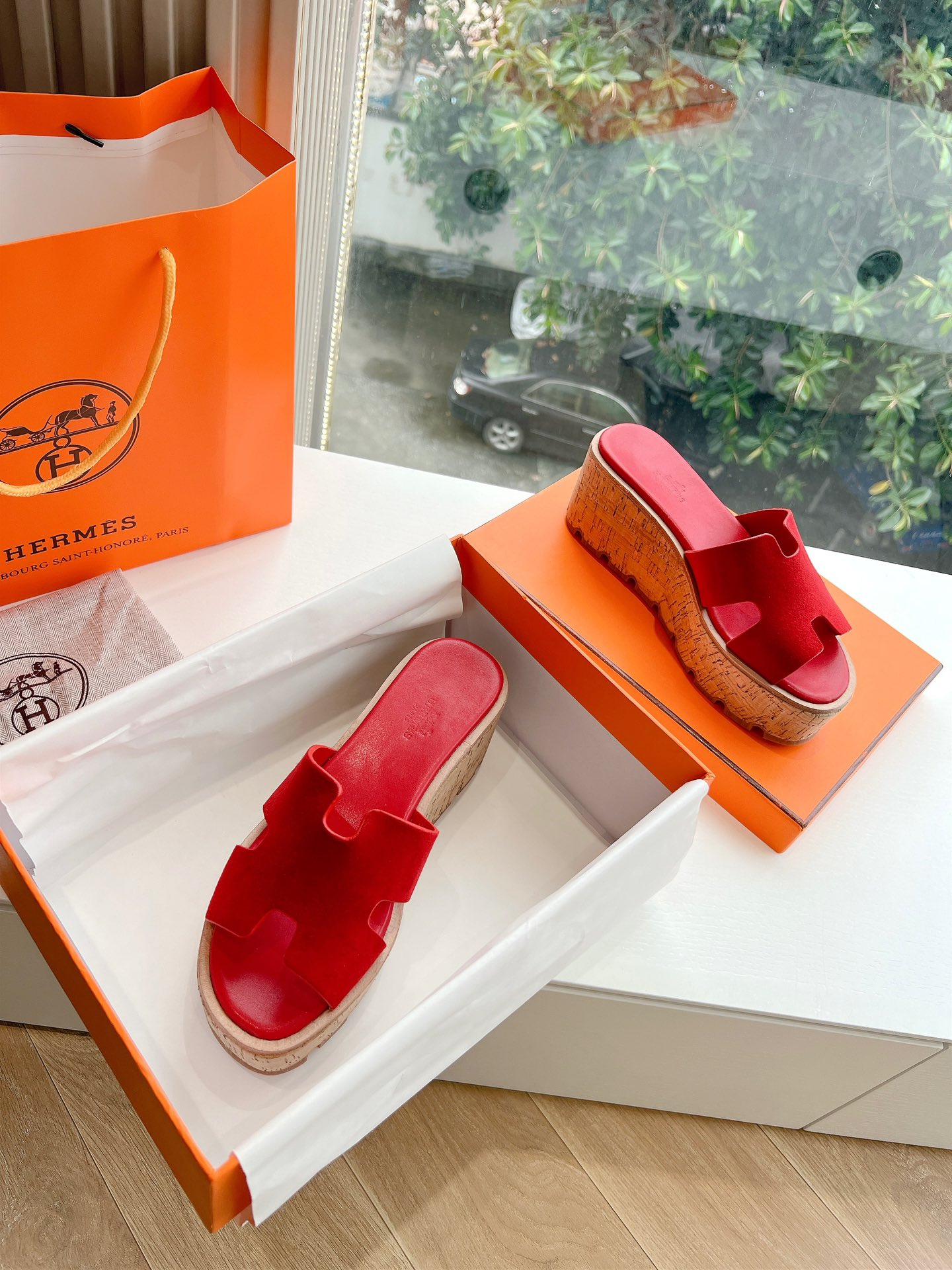 에르메스(HERMES) 웨지힐 슬리퍼 신발