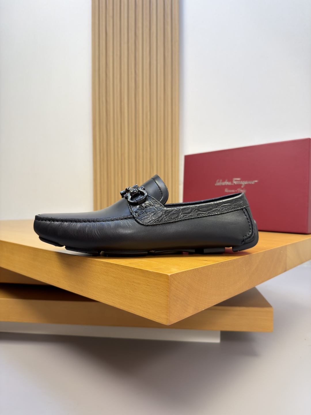 Ferragamo 페라가모 나파 & 스톤 콤비 정장화 로퍼 구두 신발