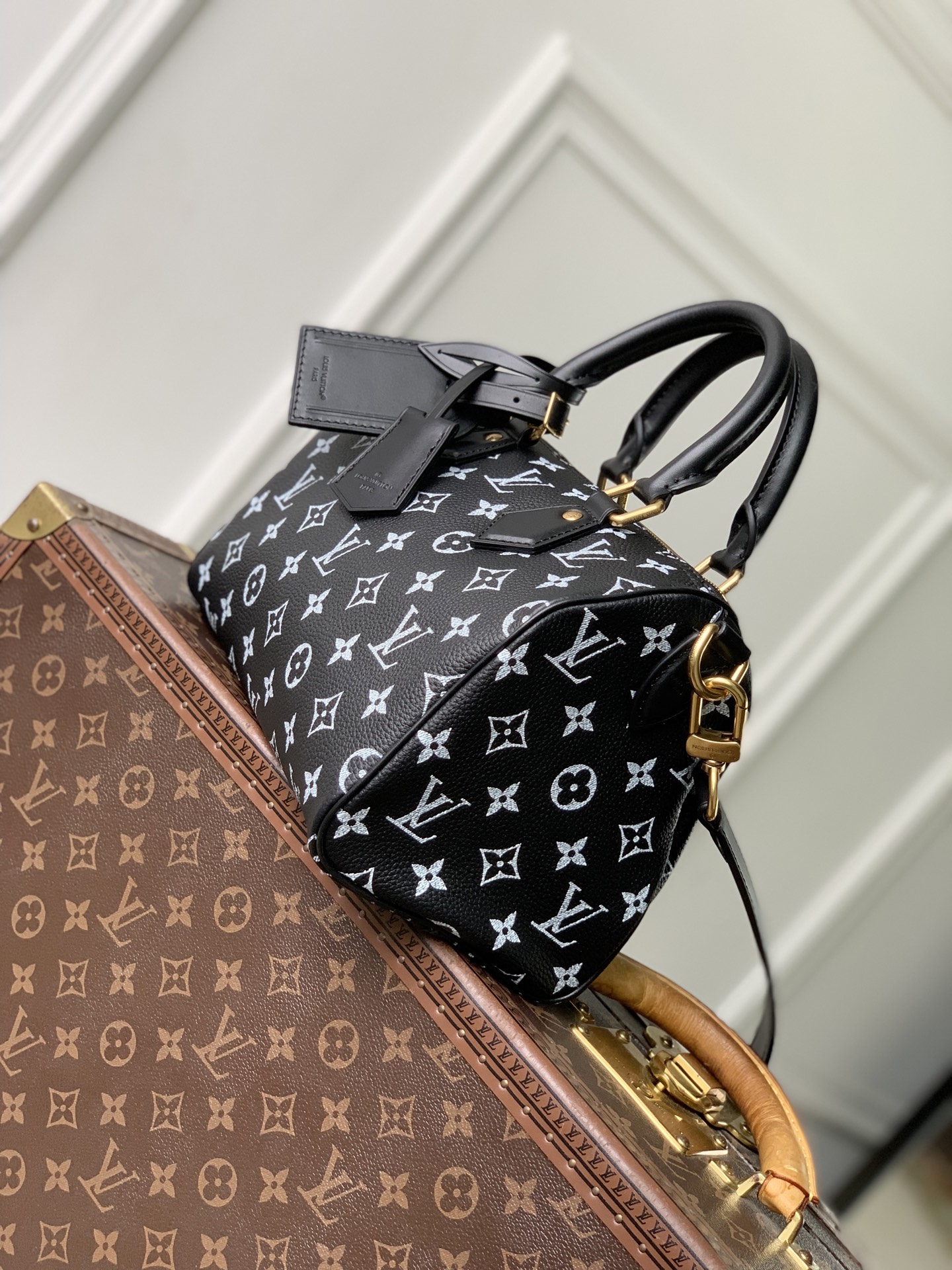 LOUIS VUITTON LV M24443 루이비통 스피디 P9 반둘리에 25 모노그램 레더 핸드백 가방