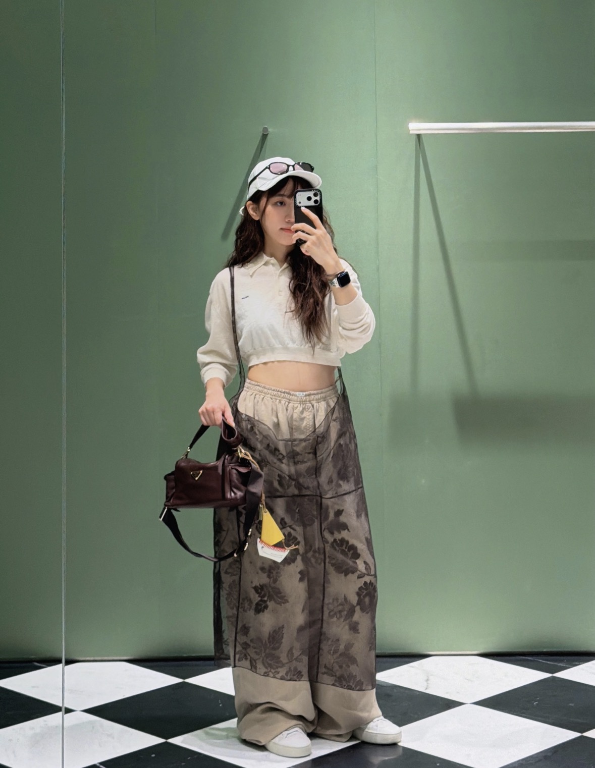 프라다(PRADA) 크롭 폴로 니트 상의 의류