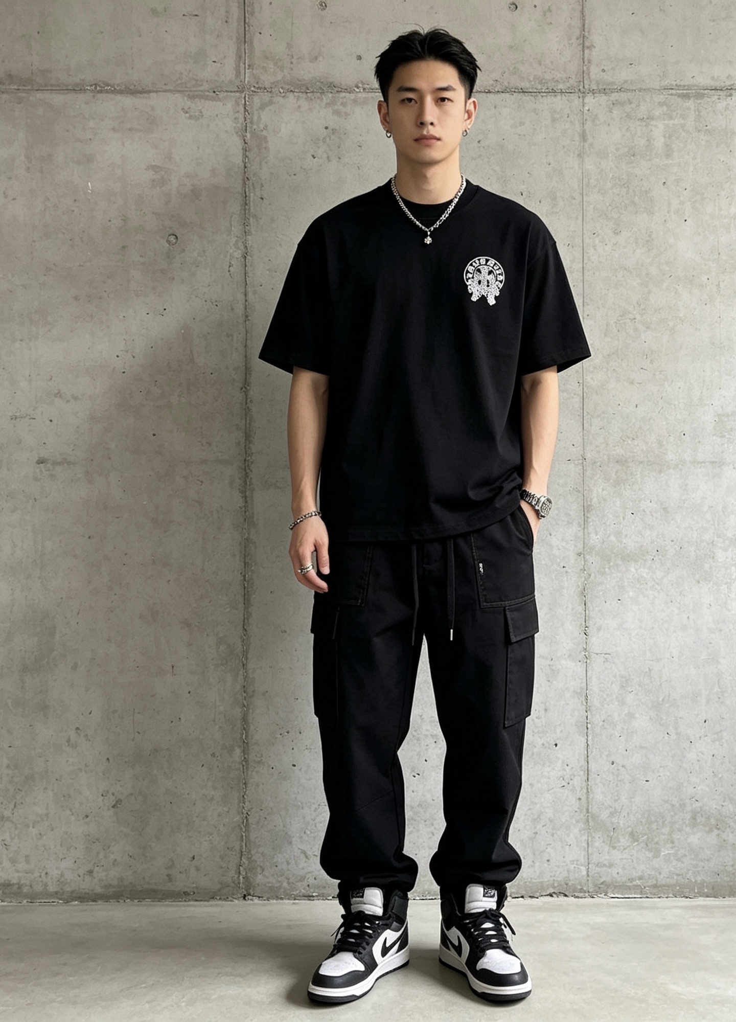 크롬하츠(CHROME HEARTS) 고딕 자수 반팔 티셔츠 의류