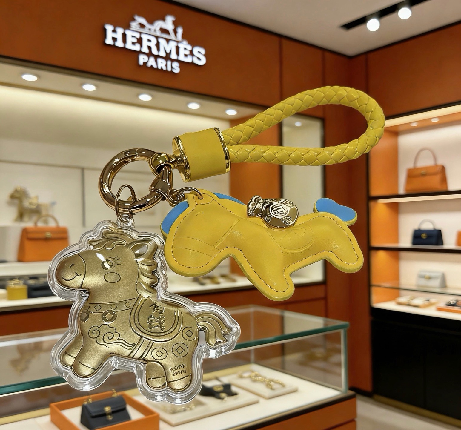 에르메스(HERMES) 버킨 모티프 메탈 키링 악세사리