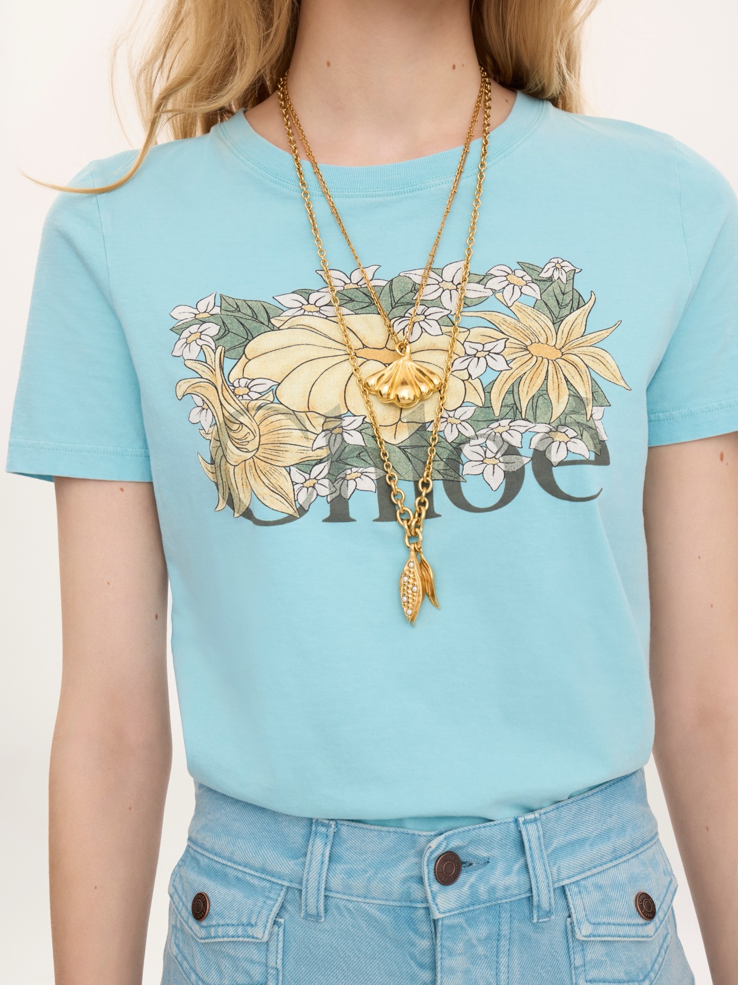 [Chloé] 끌로에 핸드페인팅 데이지 로고 반팔 티셔츠 의류