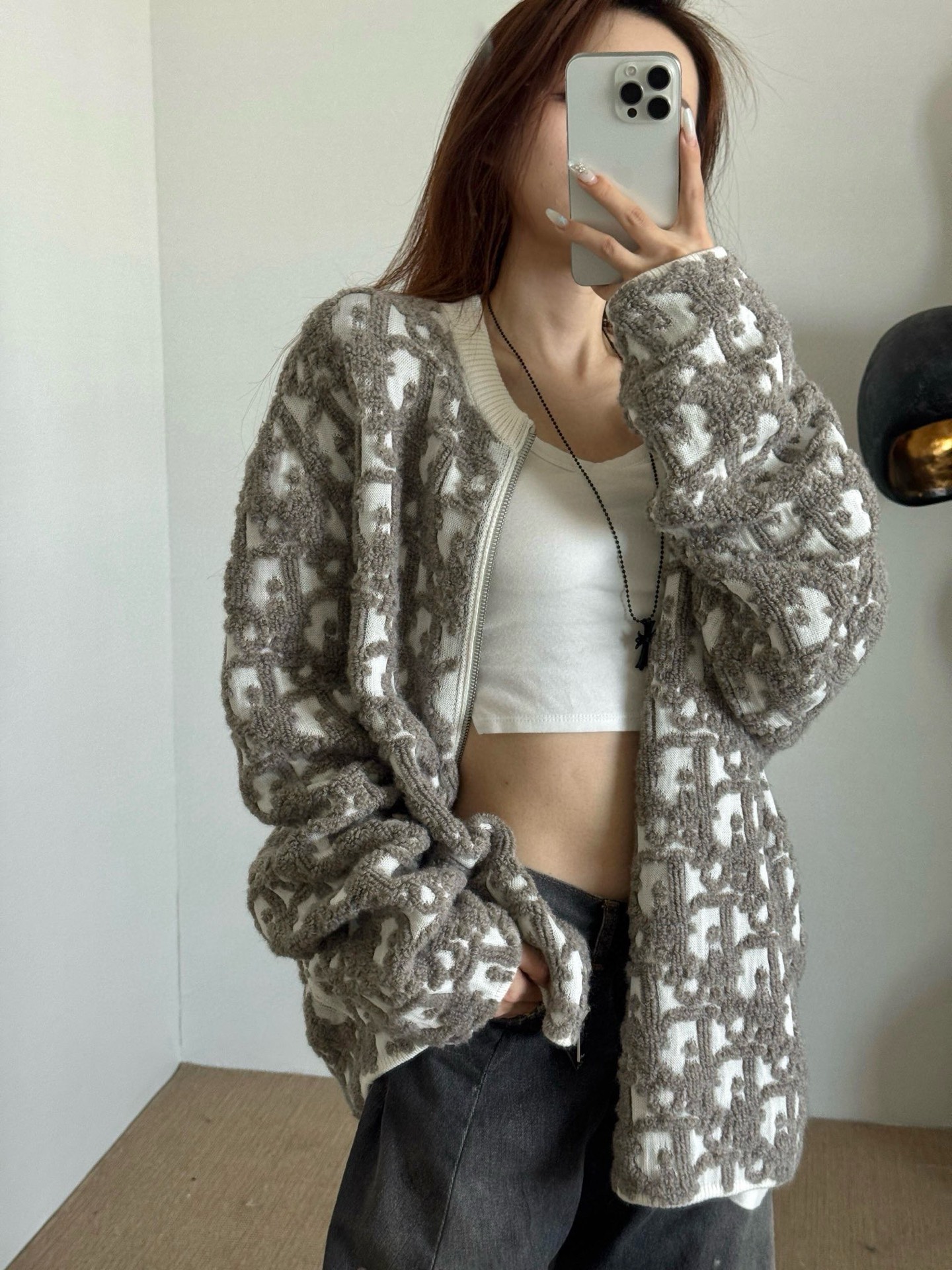 디올(DIOR) 오블리크 자카드 집업 니트 재킷 상의 의류