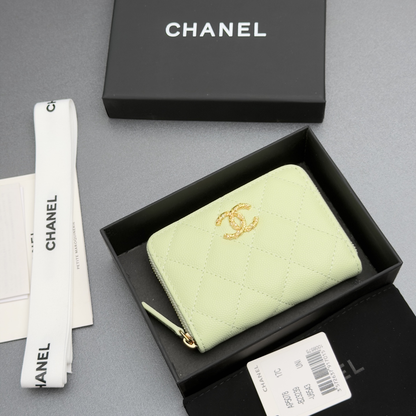 [Chanel] 샤넬 26SS 캐비어 멀티 젬스톤 미니 지퍼 코인 퍼스 지갑