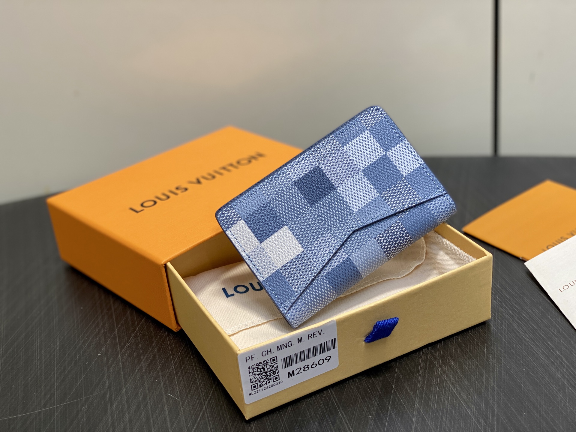 [Louis Vuitton] LV 루이비통 다모플라주 모자이크 포켓 오거나이저 (블루) 지갑