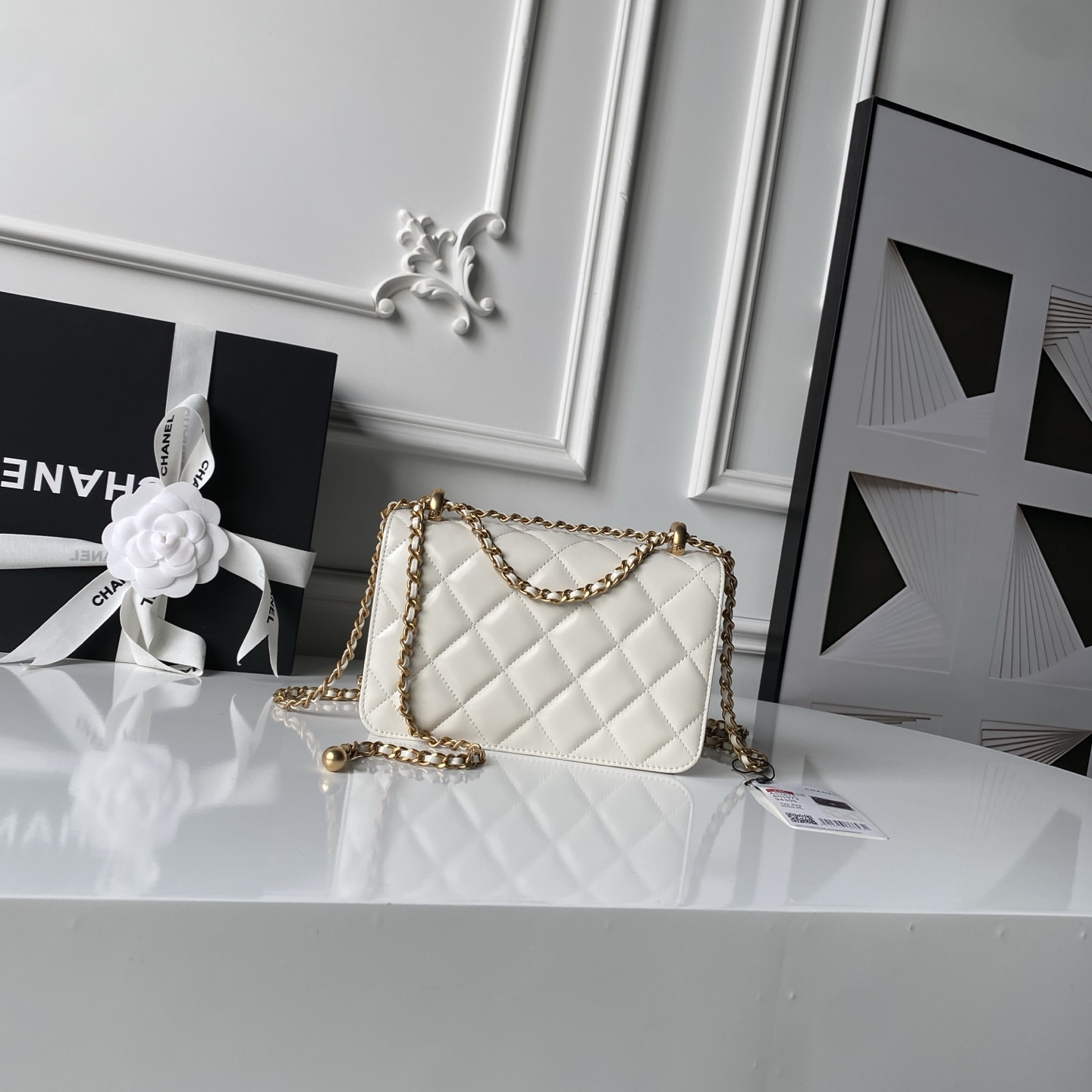 CHANEL 샤넬 더블 골드 볼 드로스트링 미니 백 가방