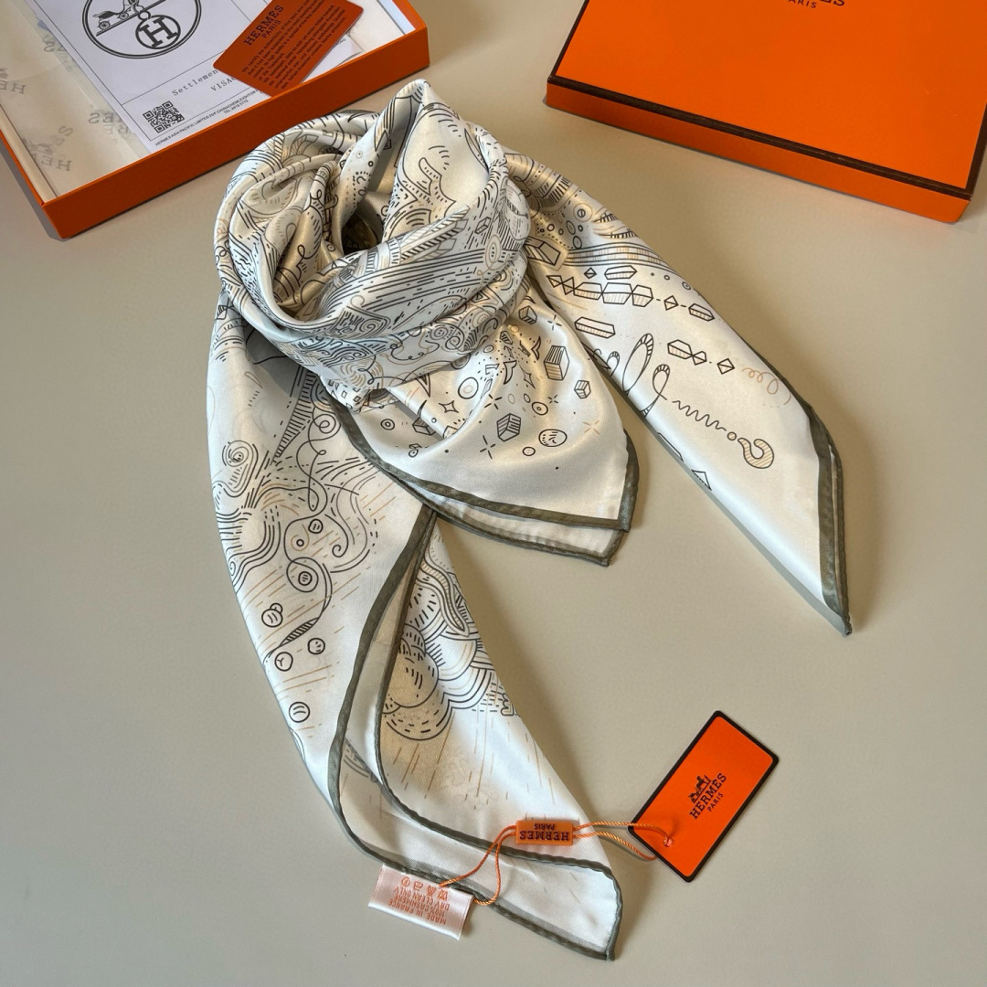 에르메스(HERMES) 온 더 라인 실크 목도리 스카프
