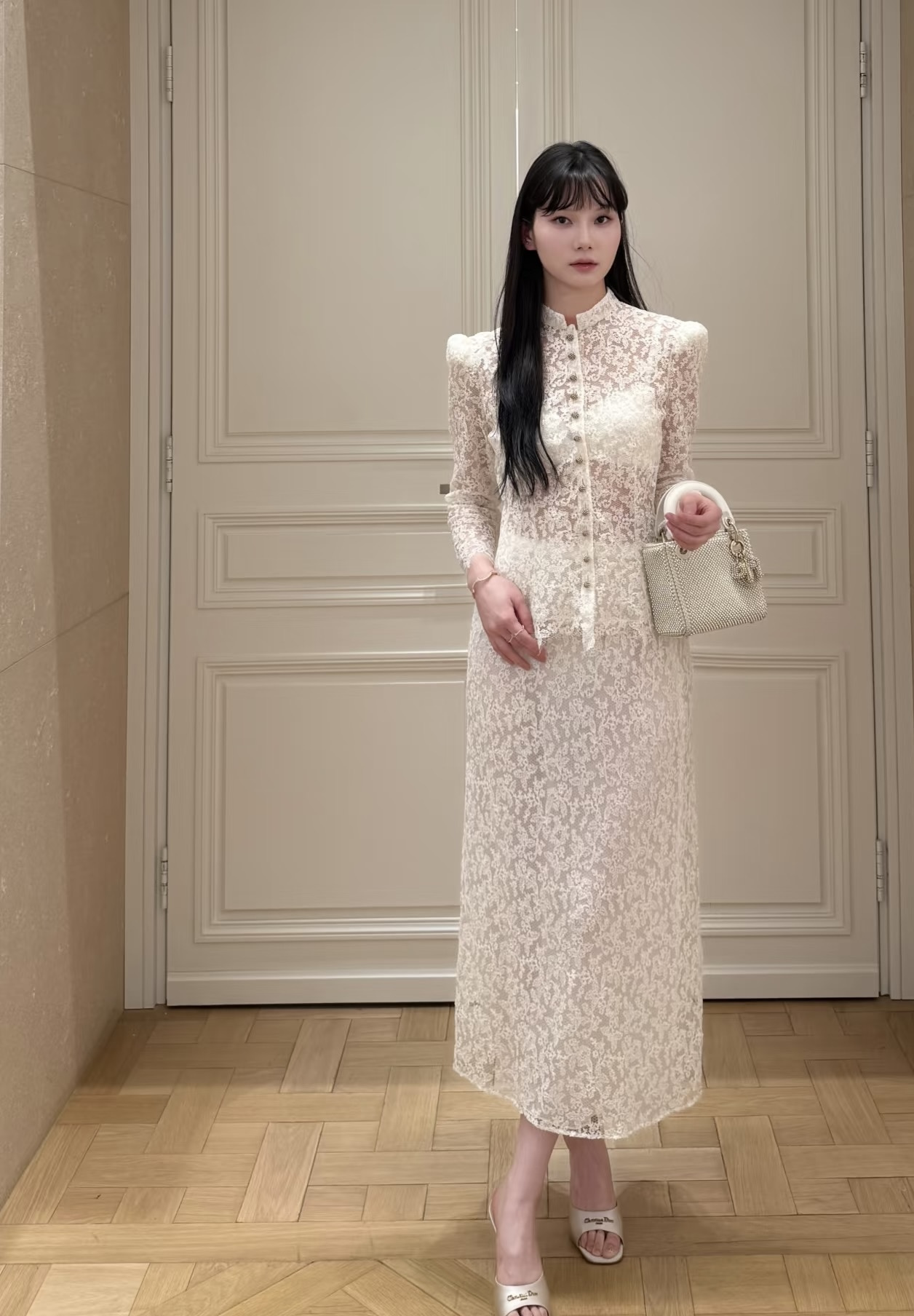[Dior] 디올 26SS 빈티지 플라워 레이스 머메이드 스커트 치마 의류