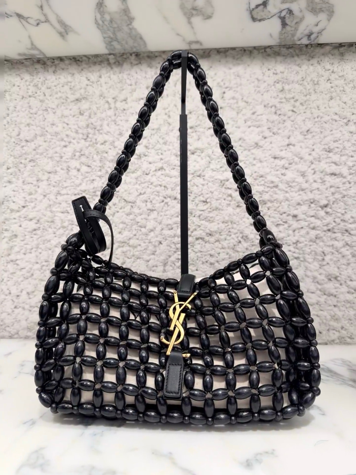 Saint Laurent YSL LE 5A7 생로랑 우드 비즈 호보백 가방 / 657228