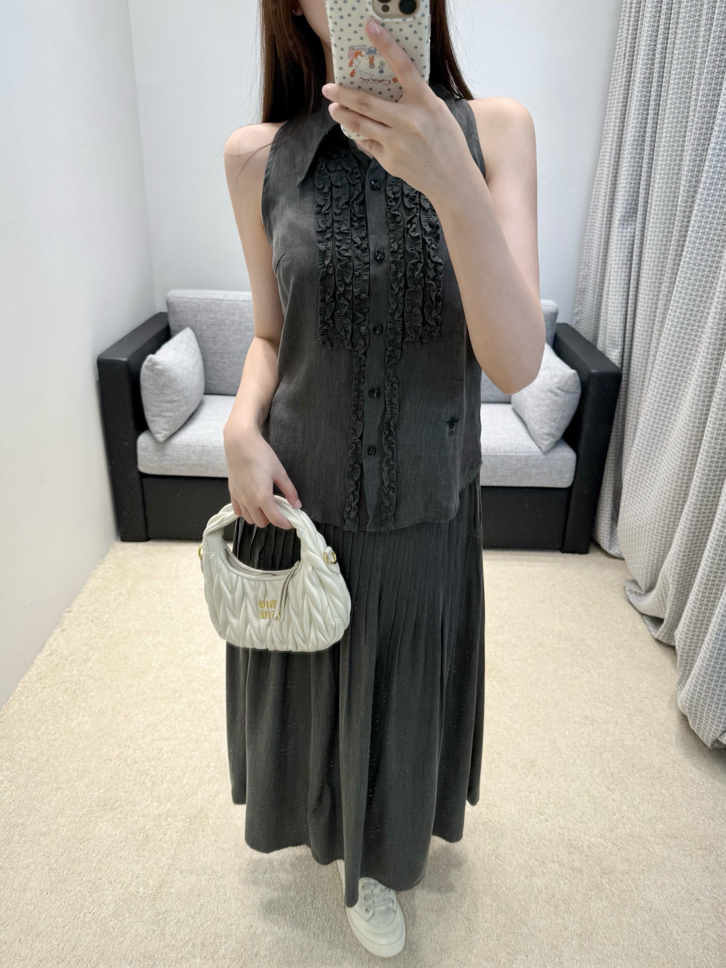 Dior CD 디올 26SS 미니멀 슬릿 셔츠 + 스커트 셋업 세트 의류