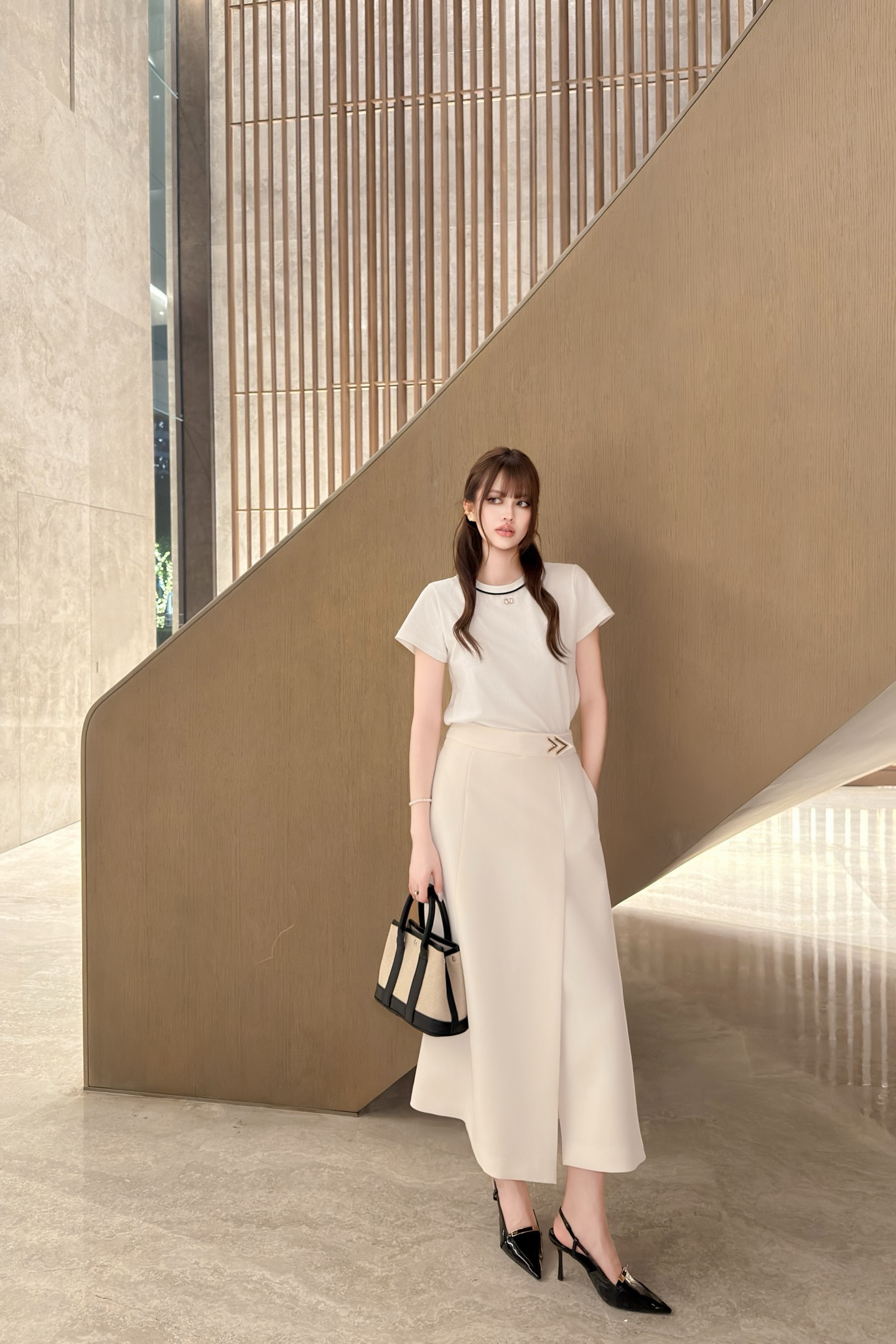 Valentino 발렌티노 하이엔드 수입 원단 롱 스커트 치마 의류