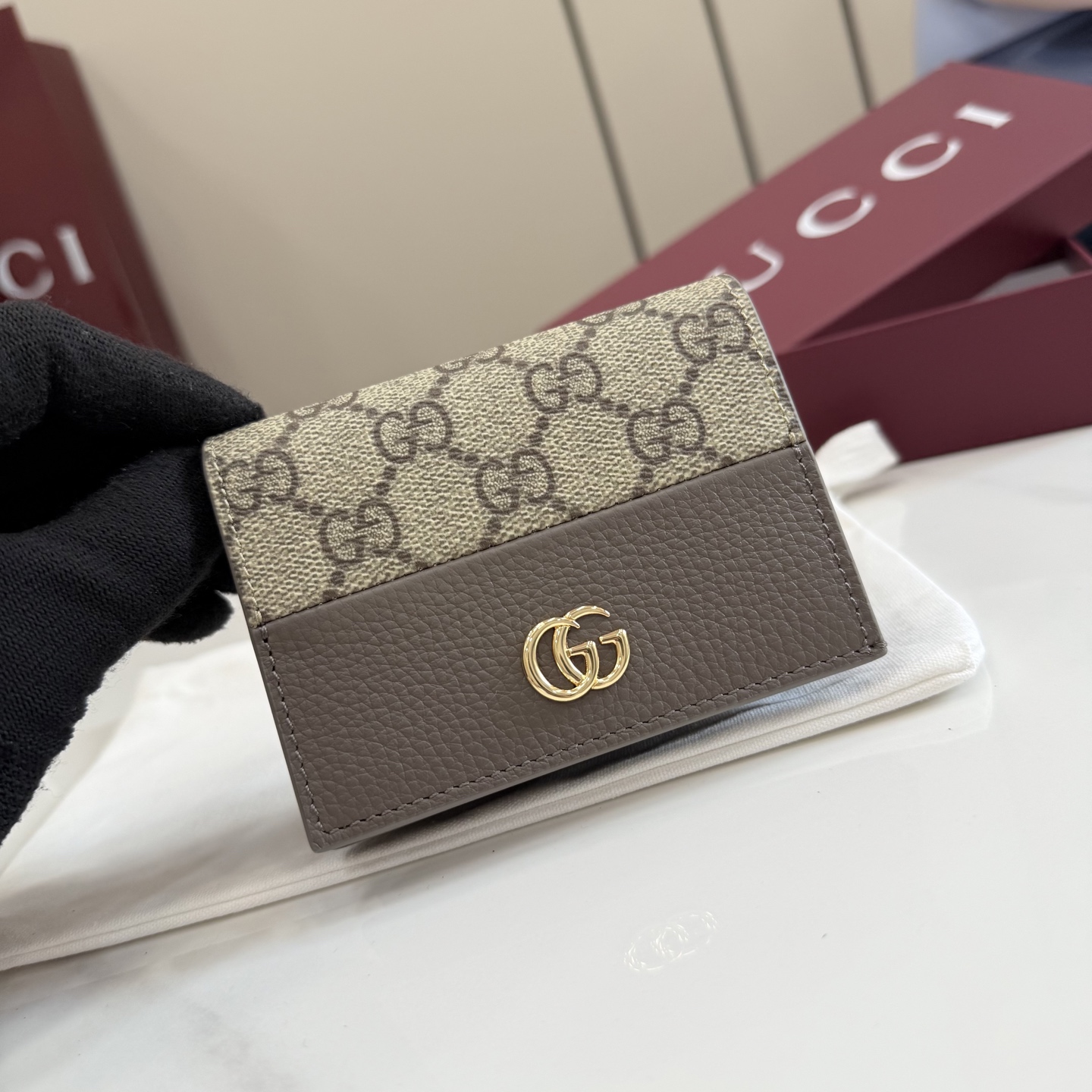 GUCCI 구찌 GG 마몽(GG Marmont) 컬렉션 - GG 수프림 캔버스 카드/반지갑