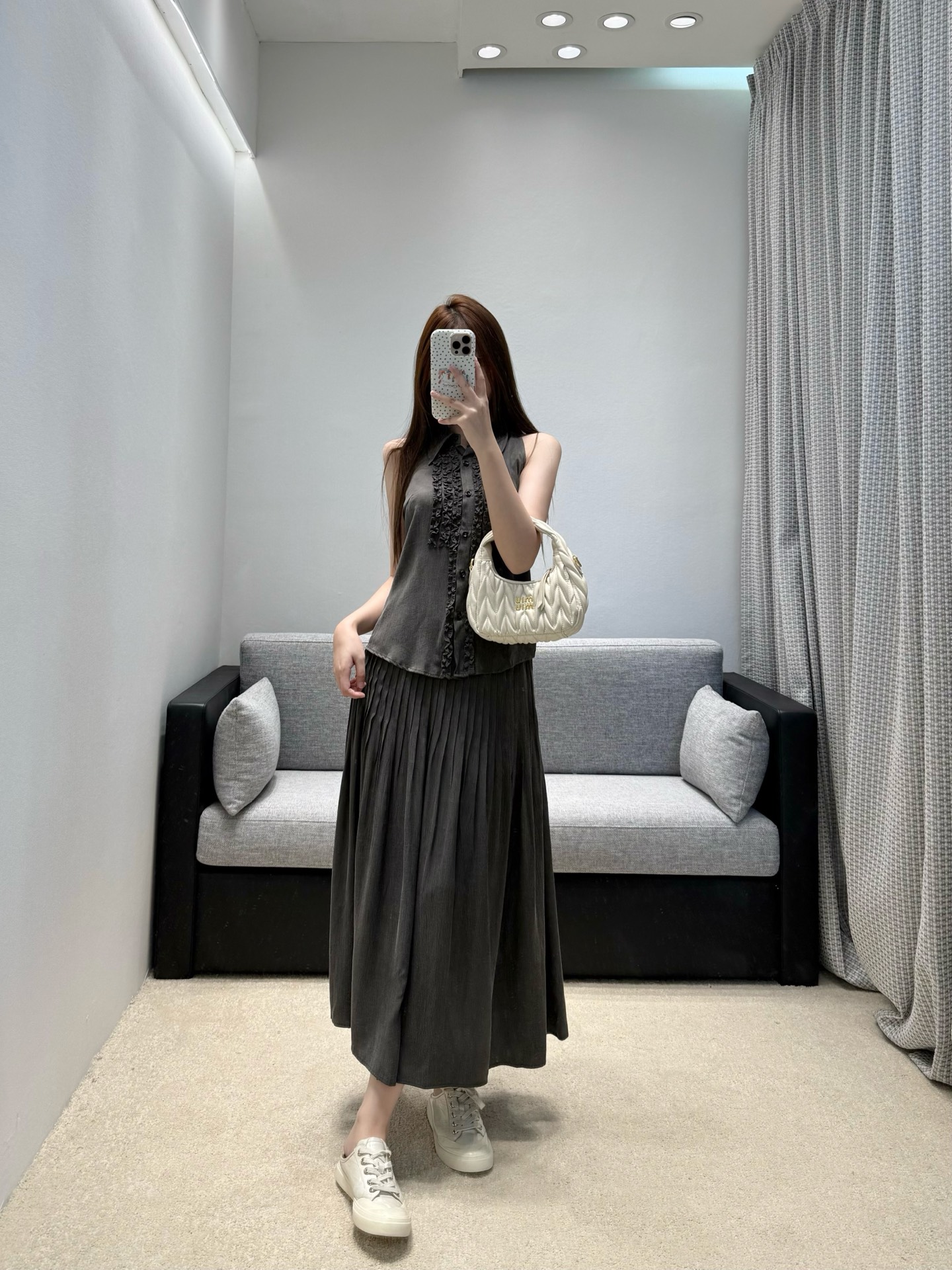 Dior CD 디올 26SS 미니멀 슬릿 셔츠 + 스커트 셋업 세트 의류