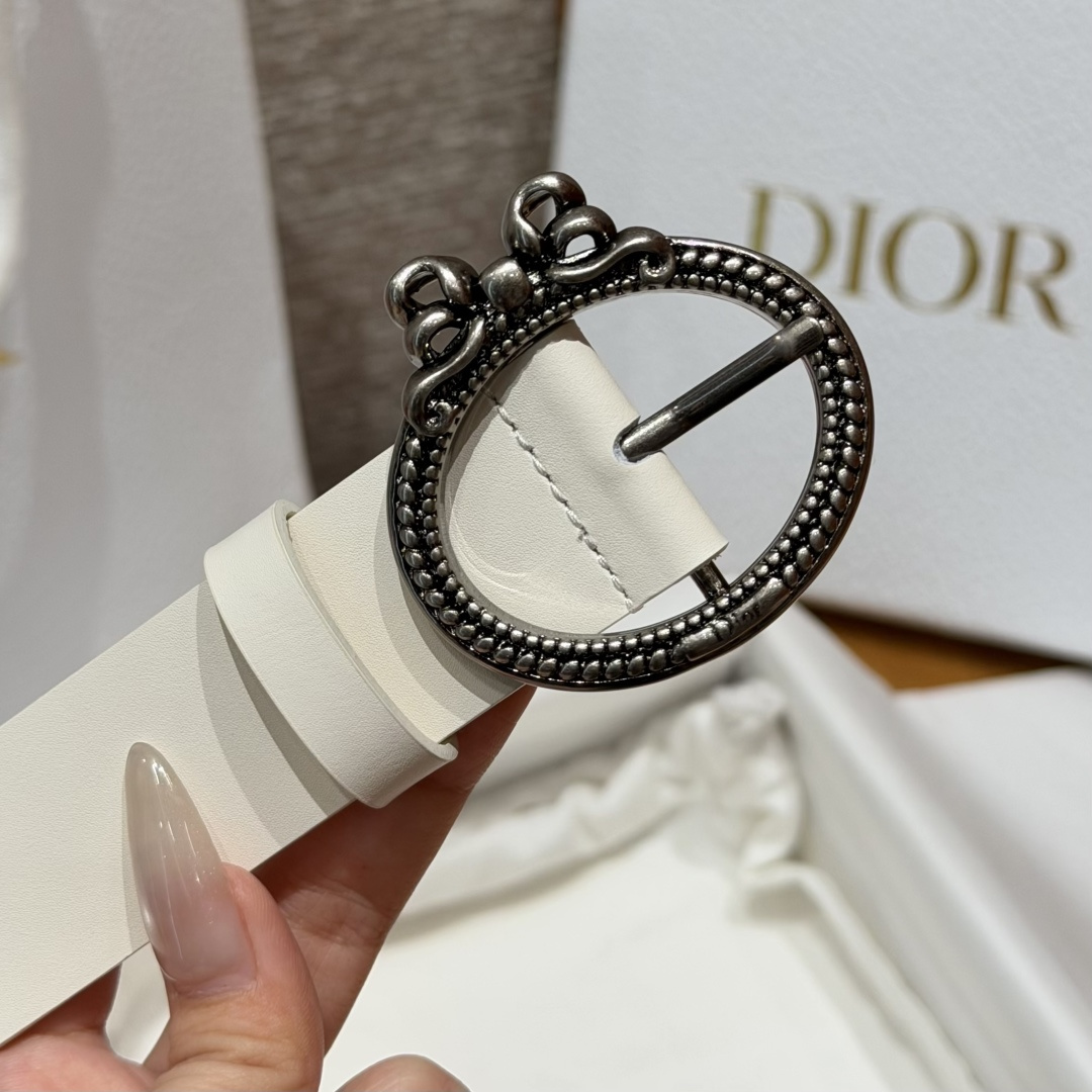 디올(DIOR) 리버서블 카프스킨 앤티크 핀 버클 벨트