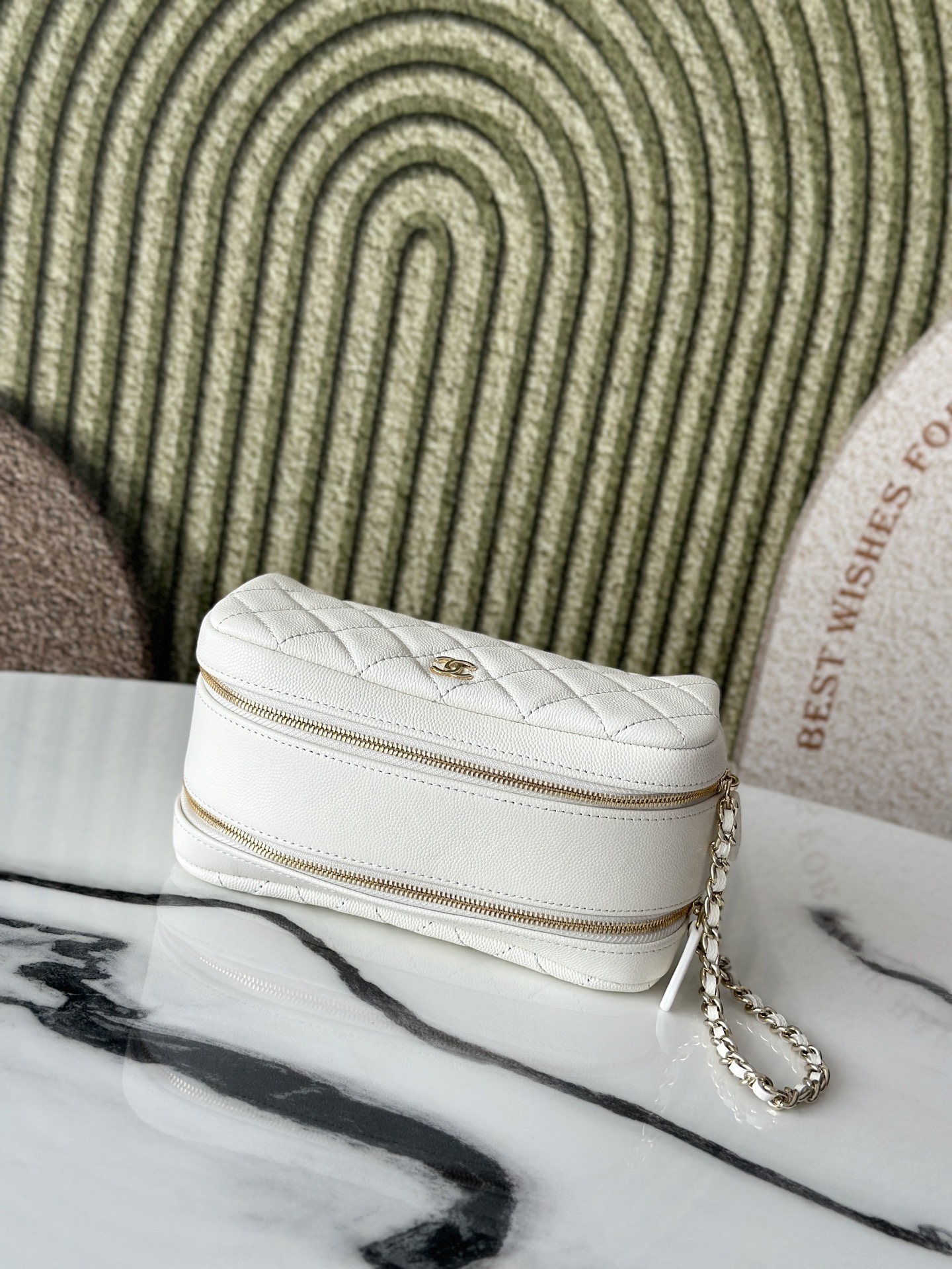Chanel 샤넬 그레인 카우레더 세면·메이크업 파우치 백 가방
