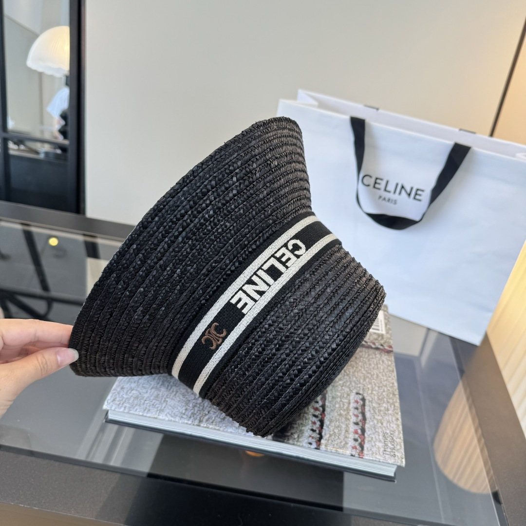 셀린느(CELINE) 라피아 버킷햇 모자