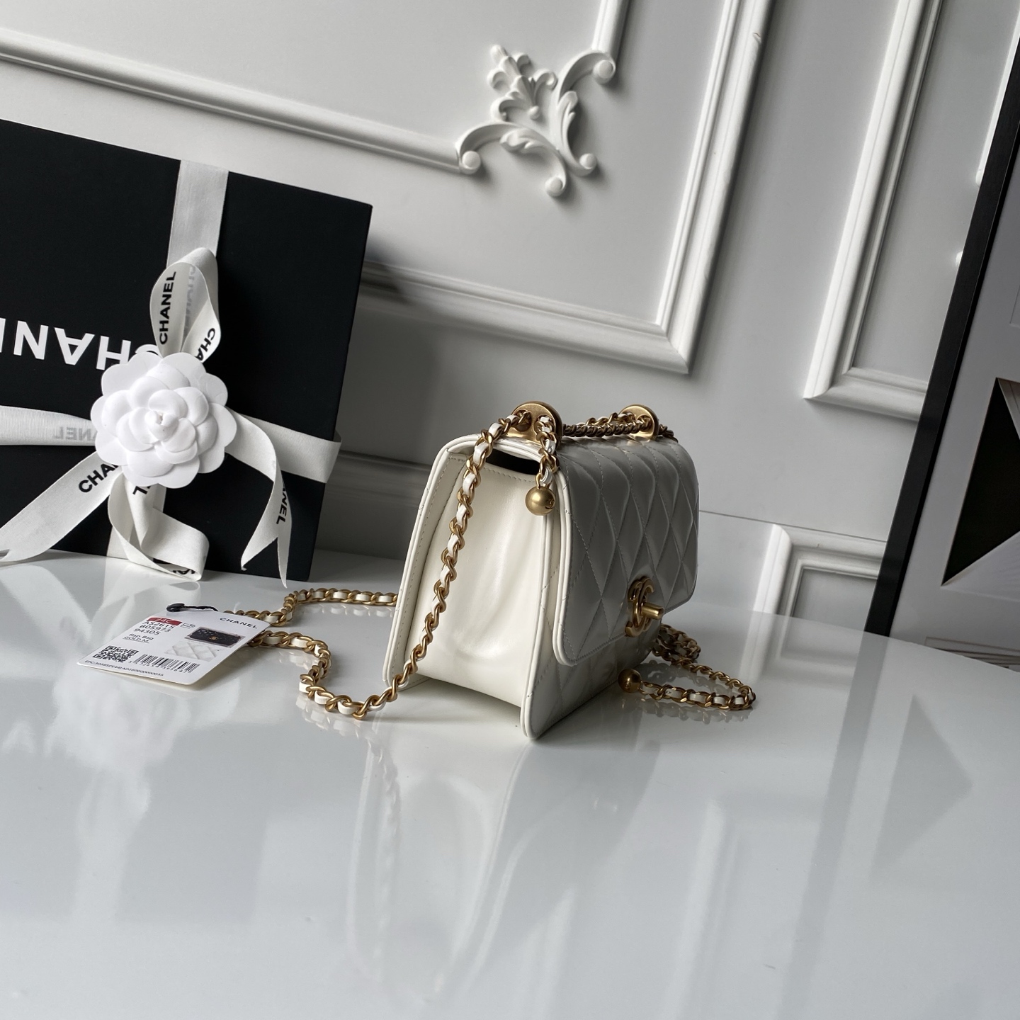 CHANEL 샤넬 더블 골드 볼 드로스트링 미니 백 가방