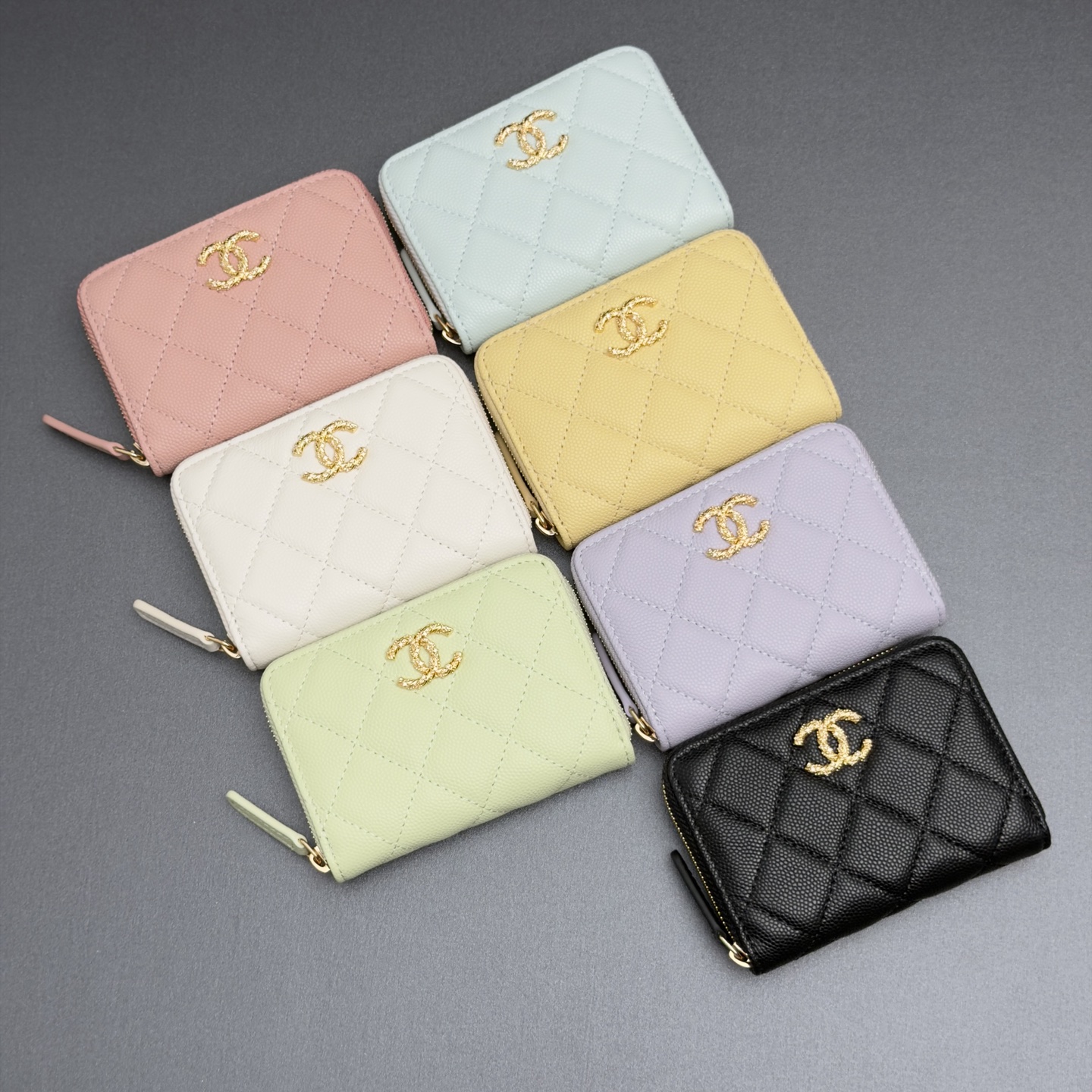 [Chanel] 샤넬 26SS 캐비어 멀티 젬스톤 미니 지퍼 코인 퍼스 지갑