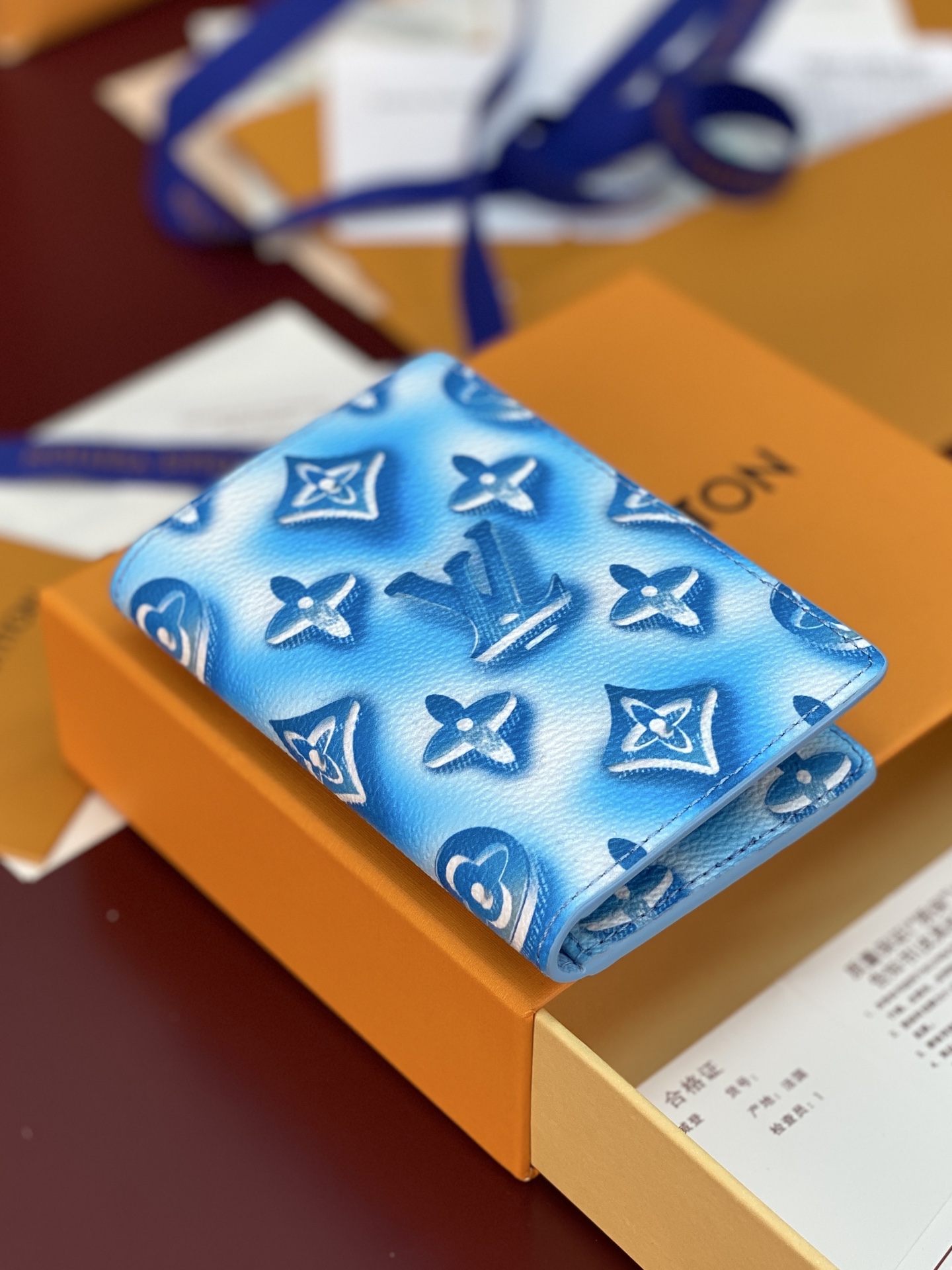 [Louis Vuitton] LV 루이비통 모노그램 포켓 오거나이저 카드 지갑 (코튼 블루)