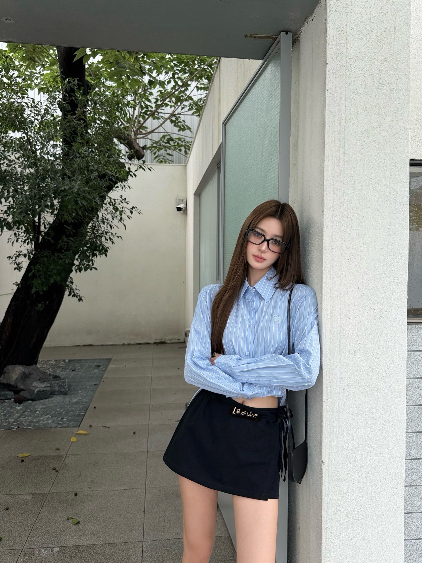 로에베(LOEWE) 아나그램 자수 스트라이프 셔츠 상의 의류