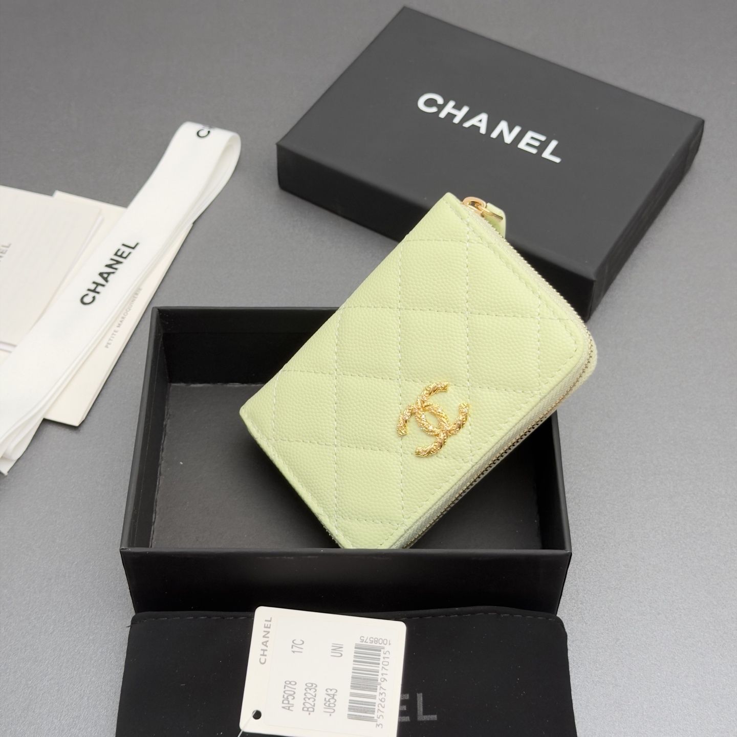 [Chanel] 샤넬 26SS 캐비어 멀티 젬스톤 미니 지퍼 코인 퍼스 지갑