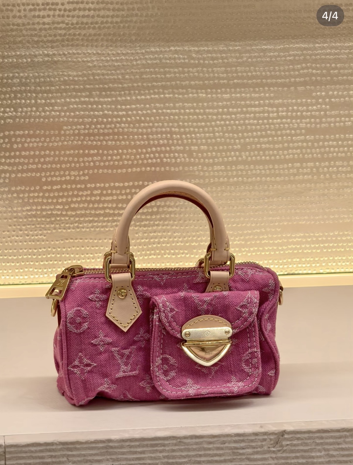 [Louis Vuitton] LV 루이비통 모노그램 데님 나노 스피디 (로즈 핑크) 가방