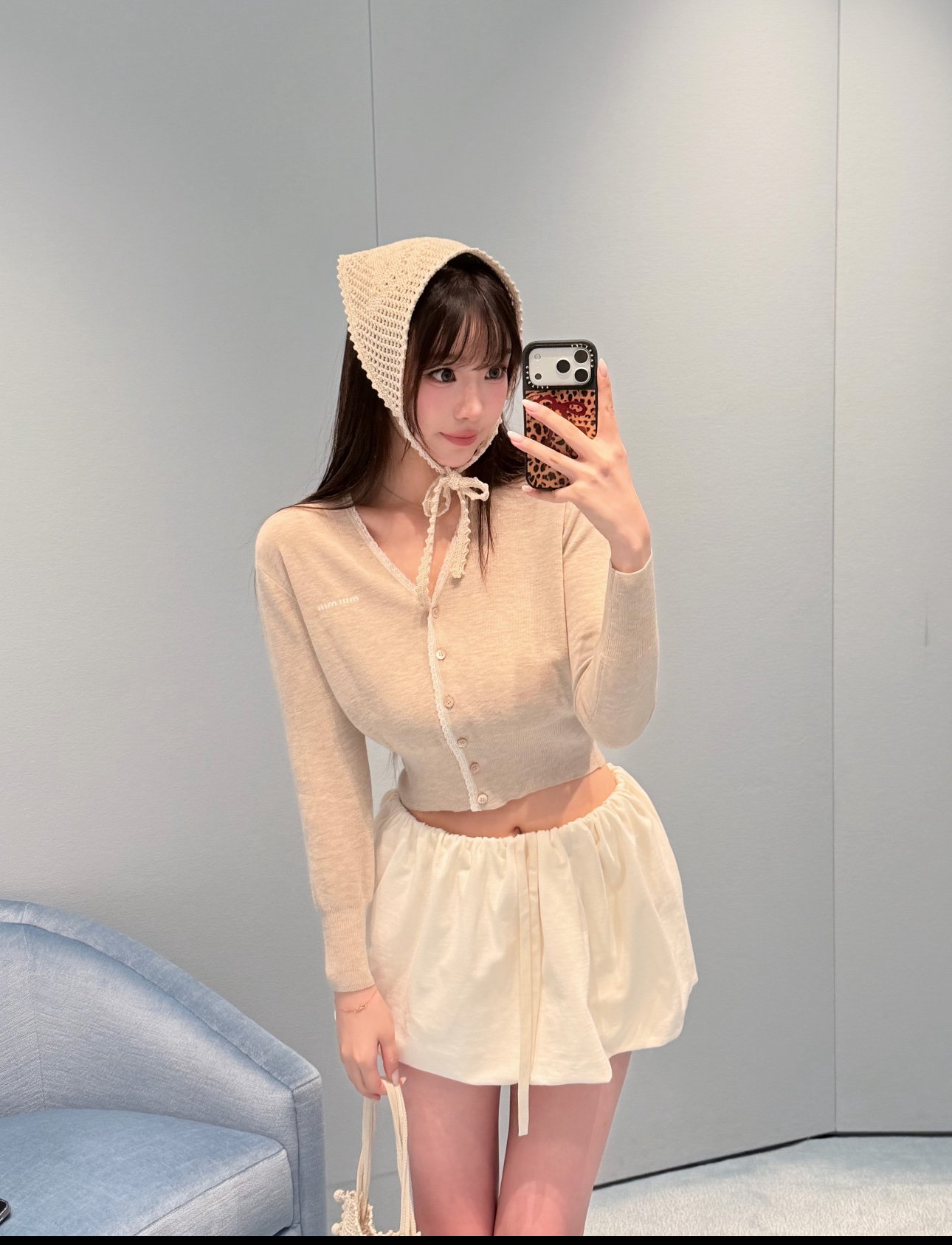 미우미우(MIU MIU) 브이넥 캐시미어 니트 가디건 상의 의류